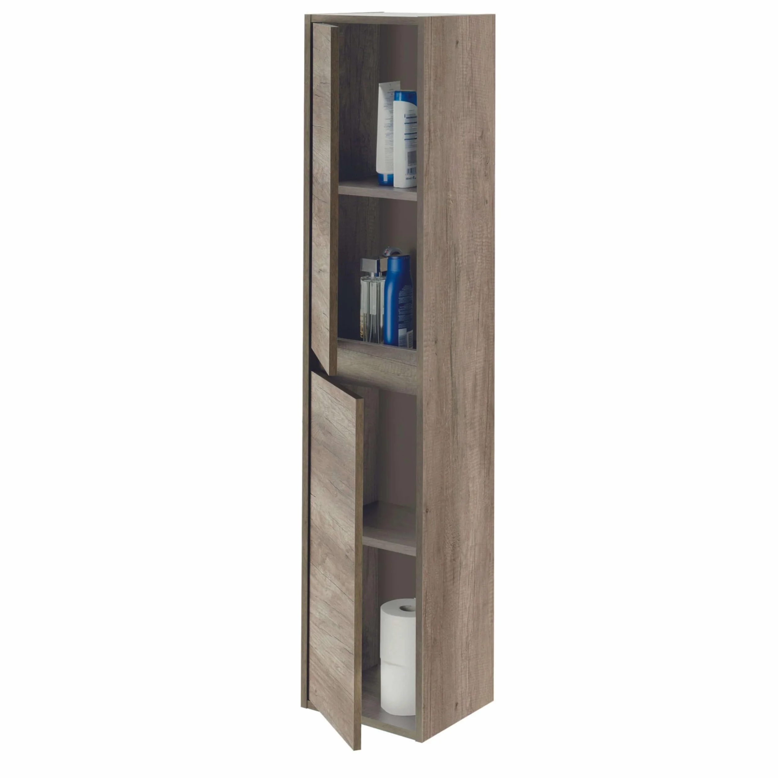 ARKITMOBEL Columna de Baño Suspendida 2 Puertas, 140x30x25,5 (AltoxAnchoxFondo-en cm), Color Nordik, Mueble de Baño, Modelo Dakota
