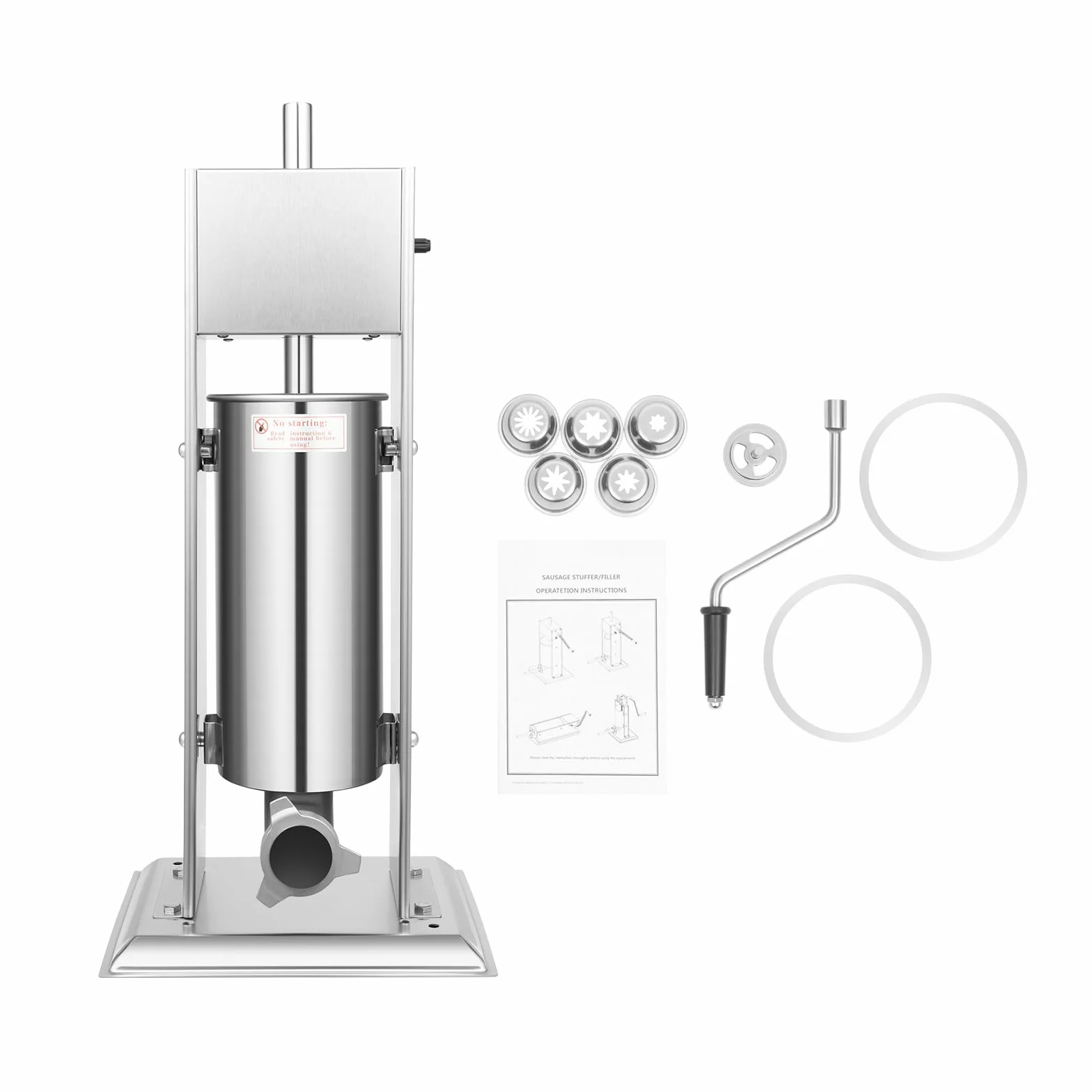 Máquina de churro profesional de acero inoxidable - Máquina de churro comercial de 5 L de capacidad con 6 boquillas, operación manual para el hogar y el comercio