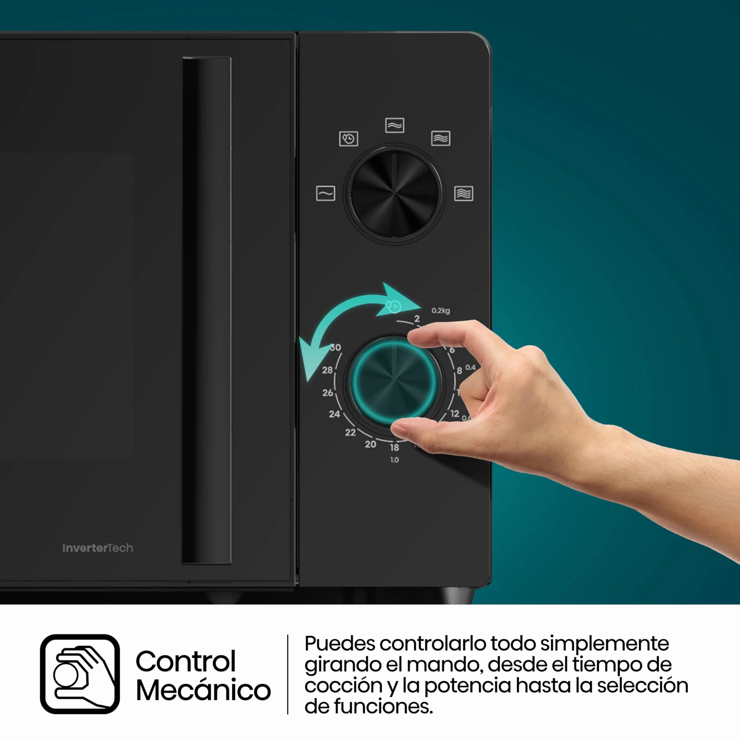 Hisense H20MOBP1HI Microondas 20L 700W Inverter Expert Descongelación Rápida Calentamiento Uniforme Revestimiento Cerámico