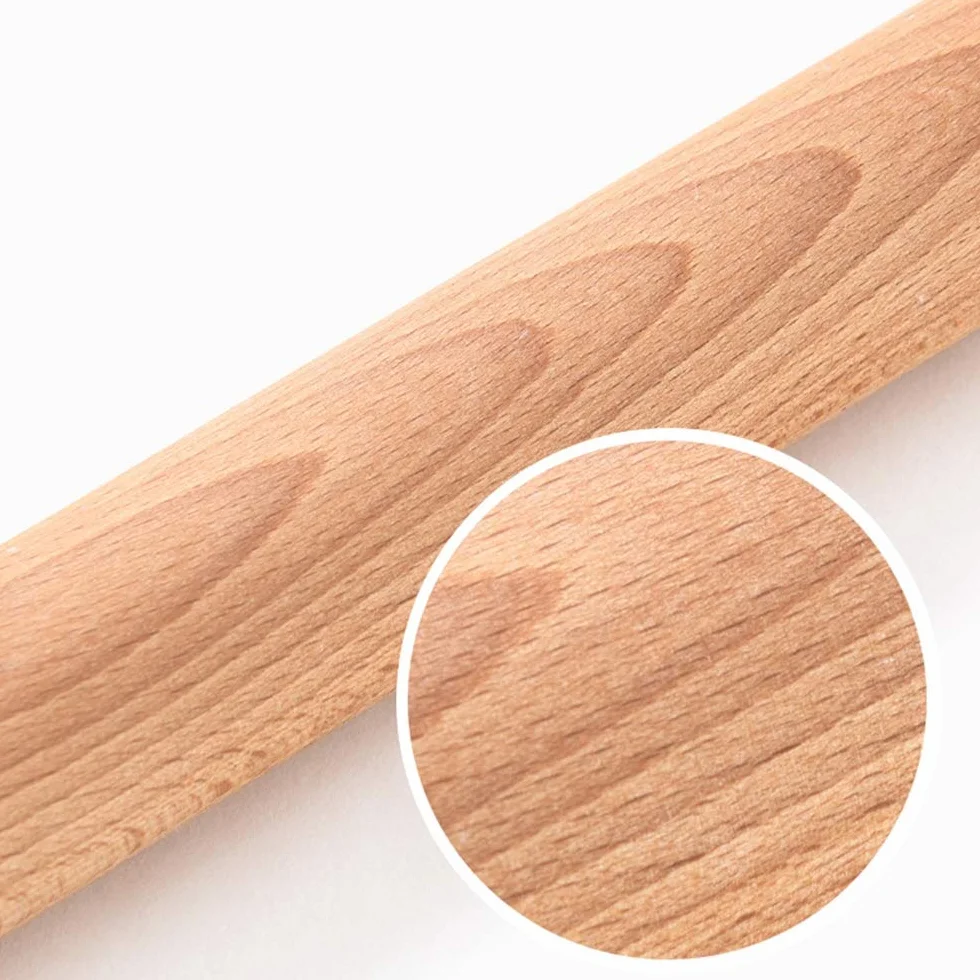 Rodillo de madera Rodillo para masa Rodillo de amasar de madera maciza de primera calidad for hornear y cocinar - Herramienta de cocina versátil for fondant, galletas, pasteles y fideos - Tamaño: 50x3
