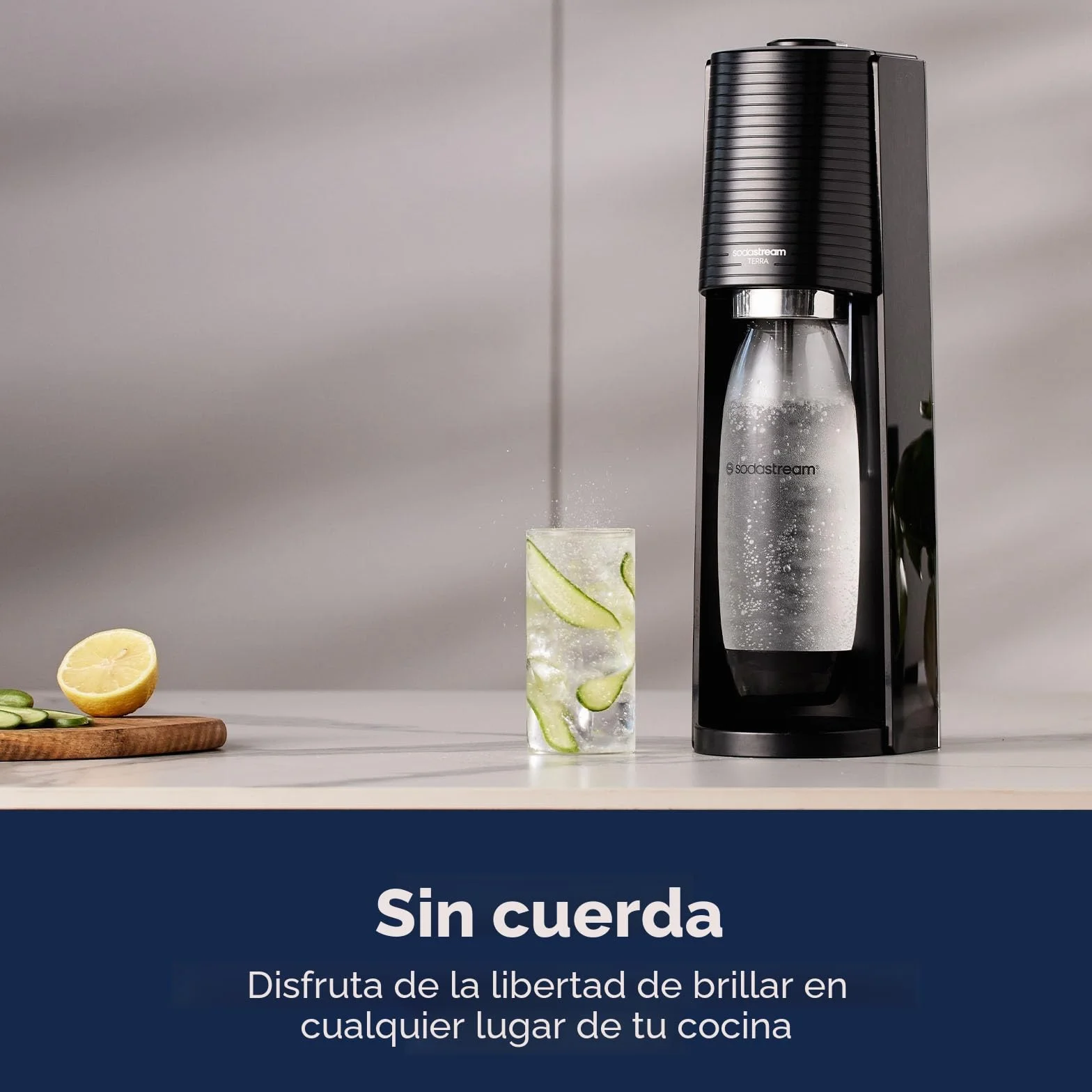 SodaStream Terra - Máquina de agua con gas (negro) con botella de CO2 y DWS