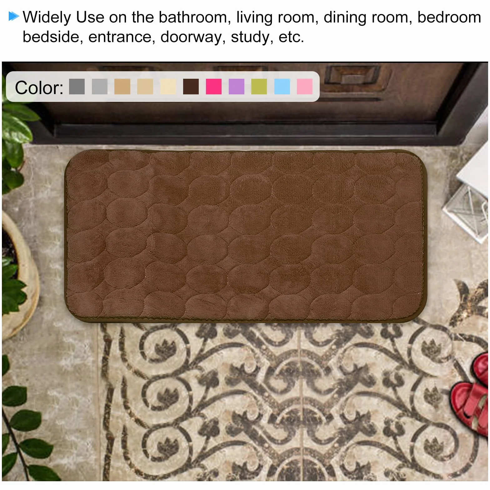 sourcing map Memoria Espuma Baño Alfombra 2uds, 15.7" x 24" Coral Vellón Baño Ducha Alfombra Antideslizantes Lavables Alfombras para Cocina Baño Pisos - Púrpura
