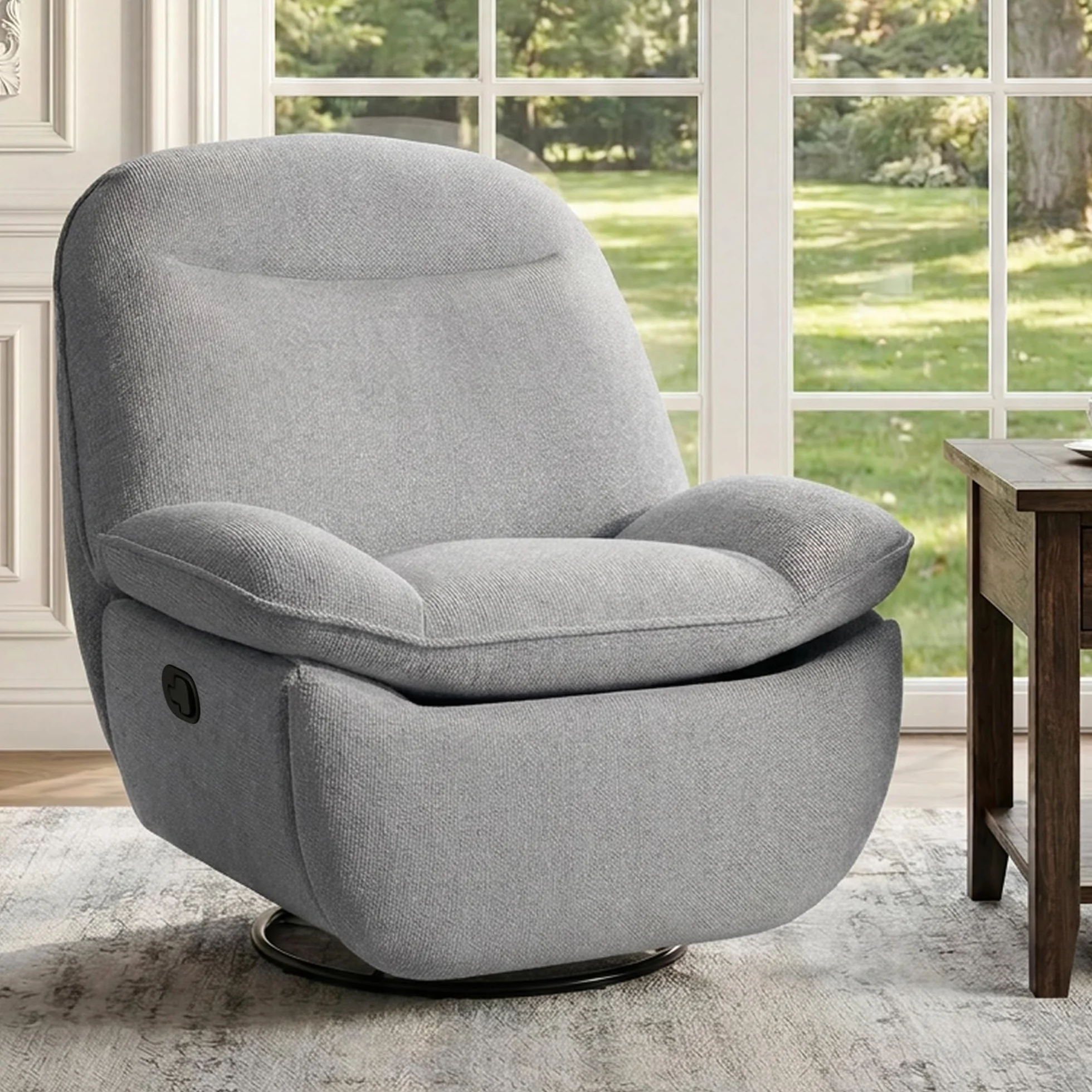 FLEXISPOT XC6 Sillón Relax, Sófa Giratorio con Función Balancín, Sillon TV con Respaldo Ajustable, Silla Reclinable para Dormitorio, Salón y Cine en Casa (Gris Claro)