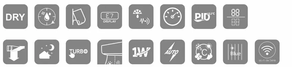 HEC - Aire Acondicionado Split Mural A++/A+ - Wifi - Aire Inteligente - Ventilador 5 Velocidades - Sistema Dry - Bomba de Calor -R32 - (2.6KW - 2236 Fg)