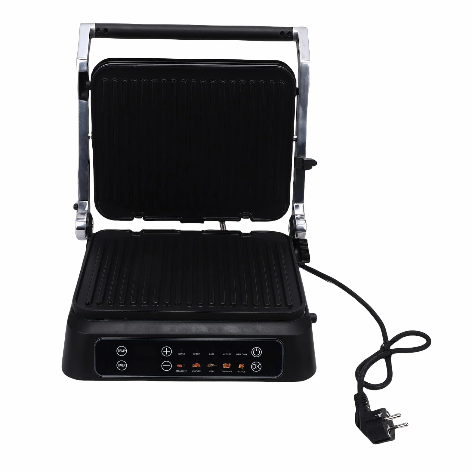 Socobeta Panini Press Grill Potente Sandwichera Eléctrica Antiadherente de 2000 W para Cocinar en Casa Comidas Familiares (Enchufe europeo)