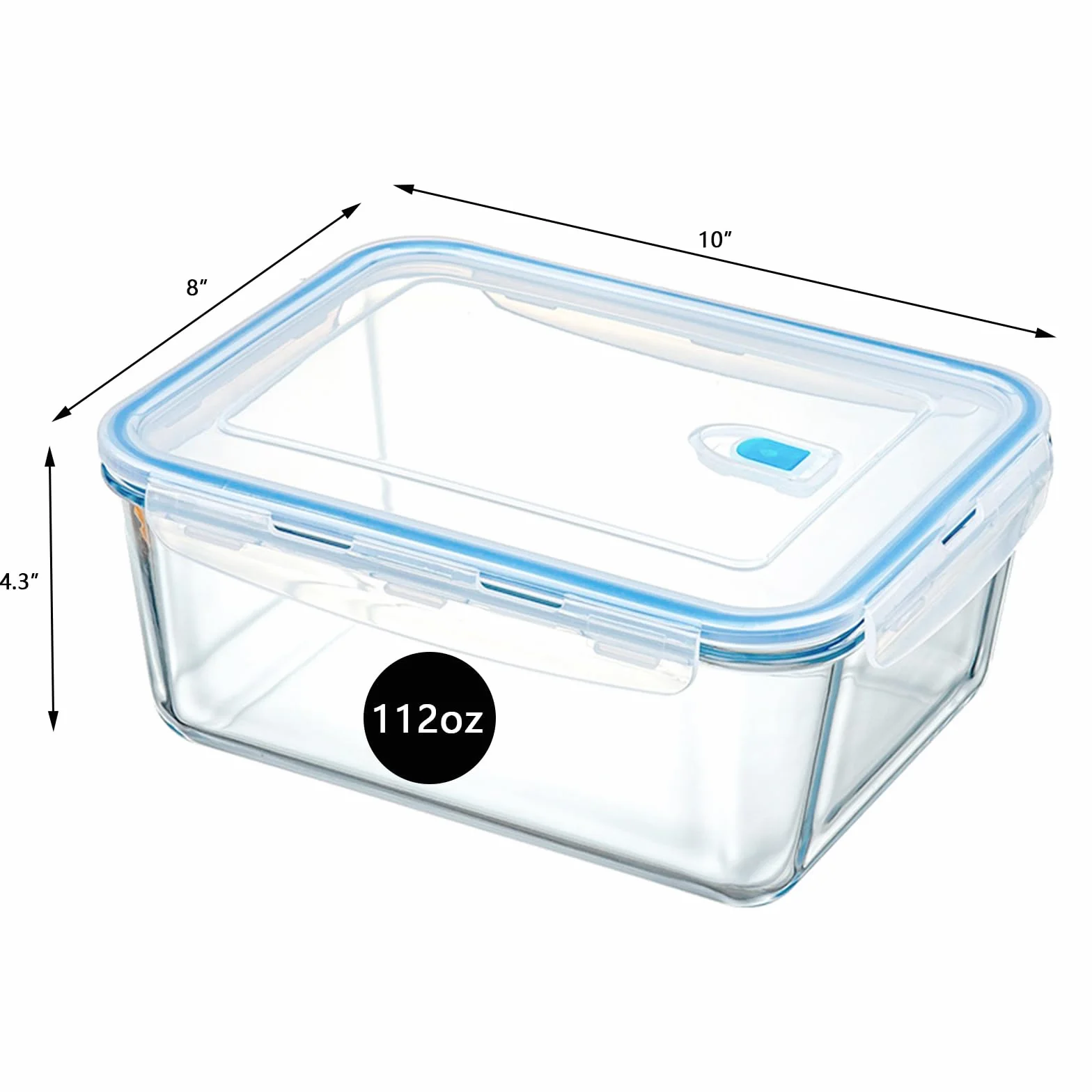 Recipientes grandes de vidrio para almacenamiento de alimentos de 3,175.1 g con tapas herméticas, tamaño familiar, extragrande, para hornear, con cerradura de marinado, cuencos de vidrio