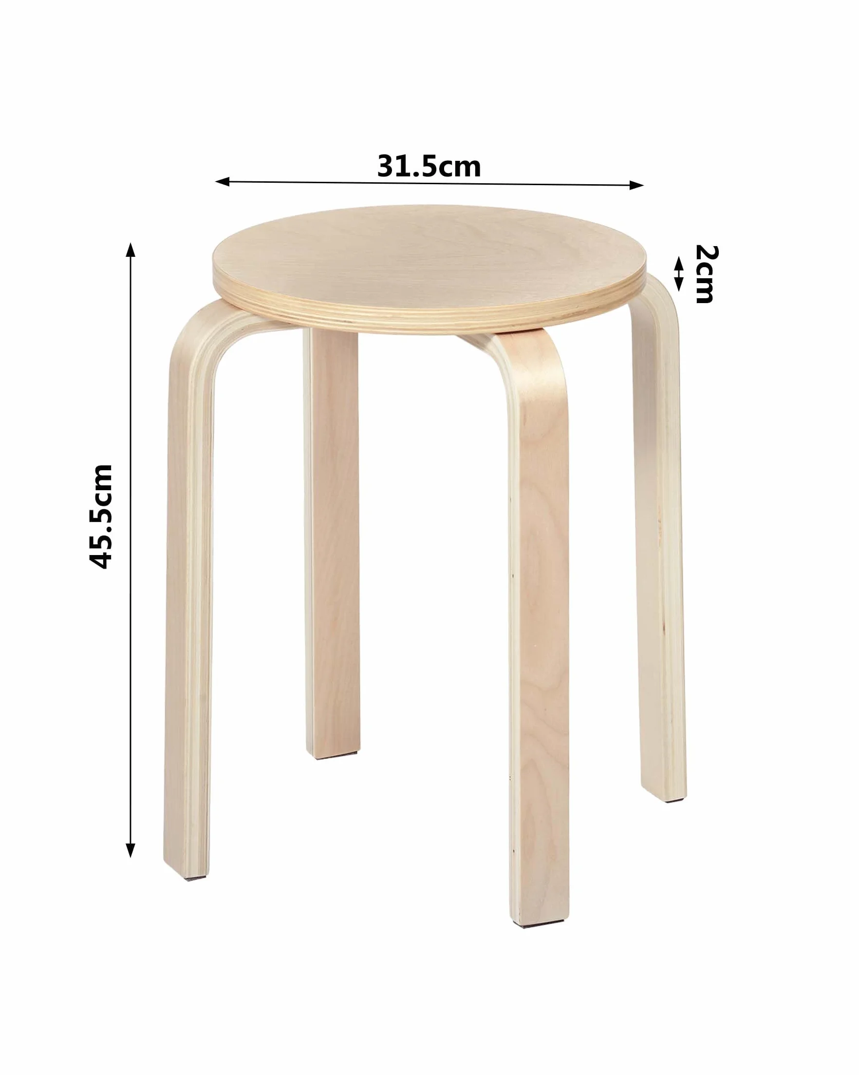 Taburete de Madera Lot de 2 Taburetes Apilables Taburete Bajo Redondo para Cocina Comedor Salón Cafetería Oficina Banqueta de Madera Pequeña Asiento Auxiliar Ahorro Espacio