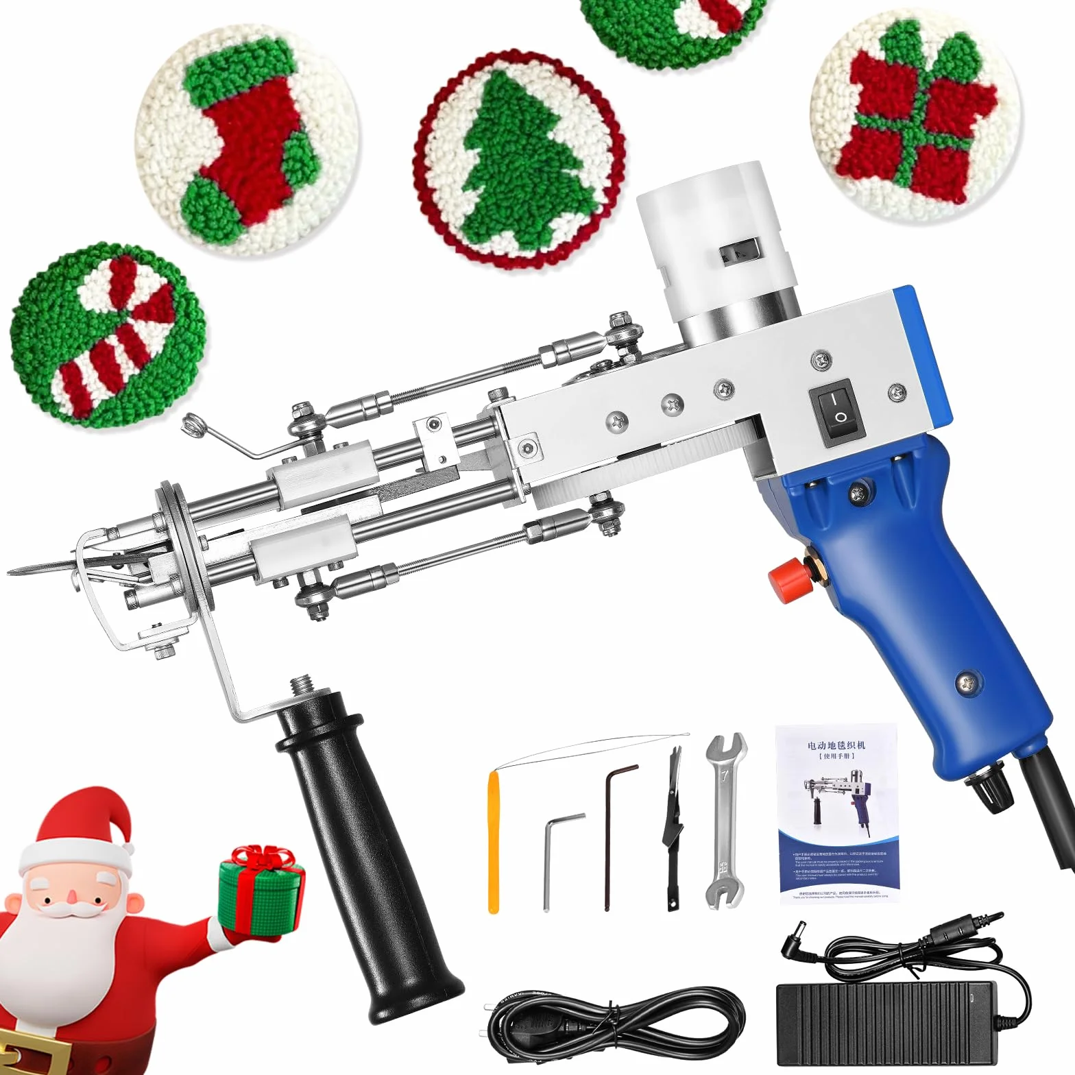 Tufting,Pistola Tufting 5-40 Pasos/S Pistola de Tufting Eléctrica 7-21 mm Ajustable Máquina de Tejer Alfombras para Navidad Artesanía Alfombras Ropa