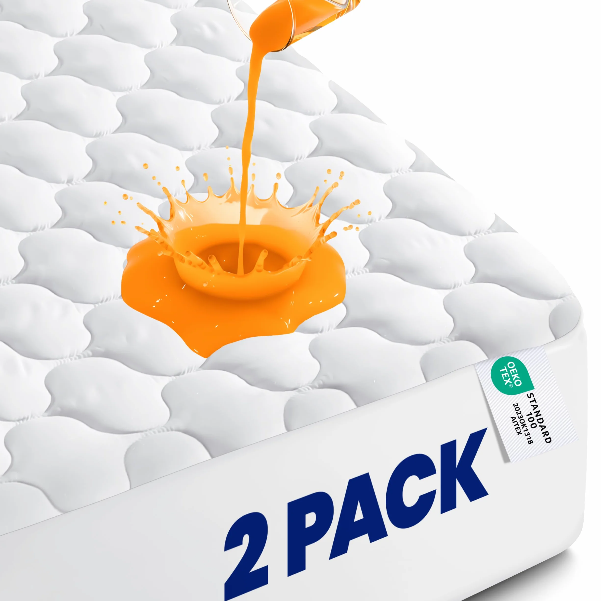 Utopia Bedding Protector de colchón impermeable, protector de colchón matrimonial, funda acolchada ajustable que se estira hasta 16 pulgadas de profundidad (blanco, individual (paquete de 2))