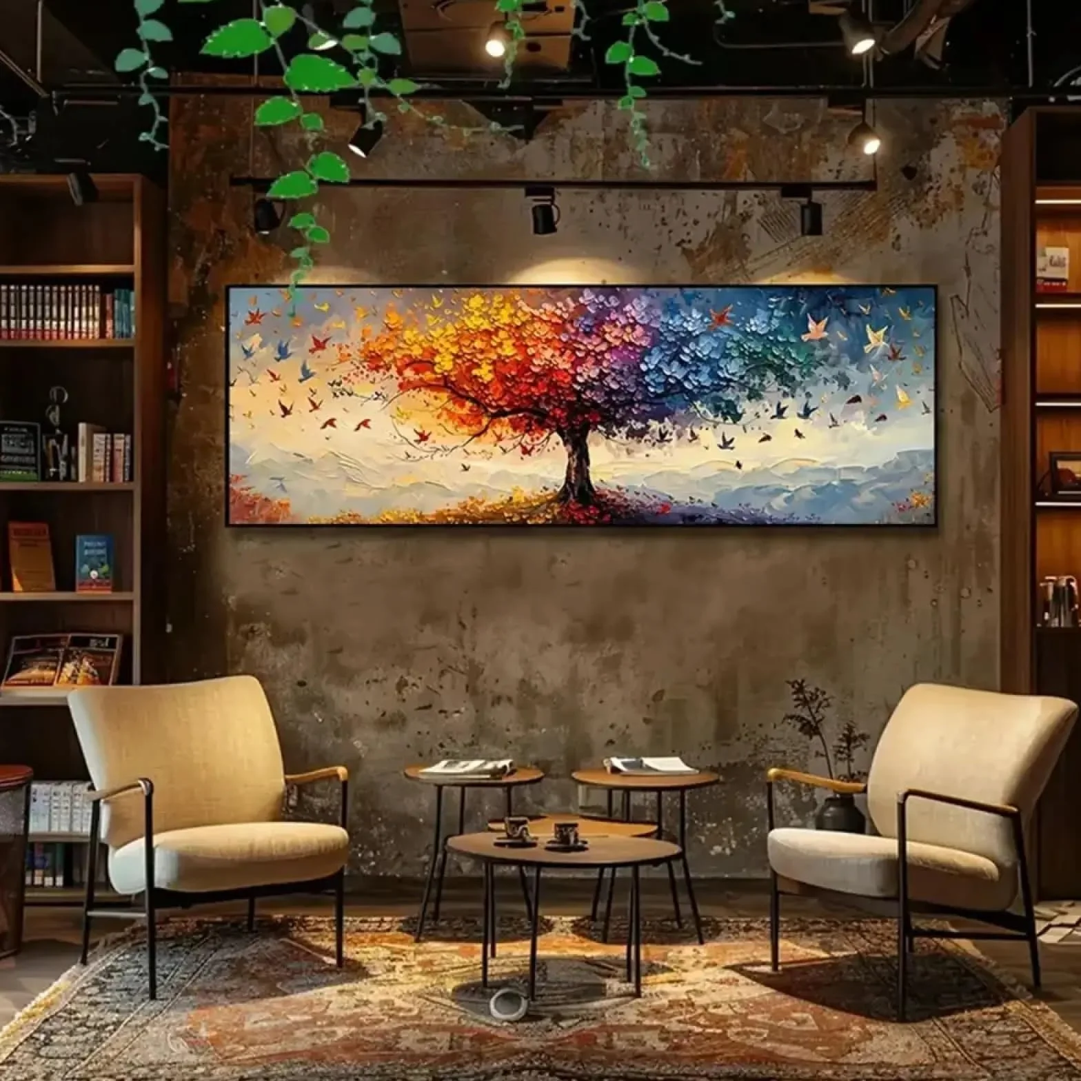 YUSUZHU Impresión artística en lienzo y póster de gran tamaño con árbol de la vida, imágenes geométricas, decoración clásica de pared para cocina, para sala de estar, 30 x 90 cm, con marco