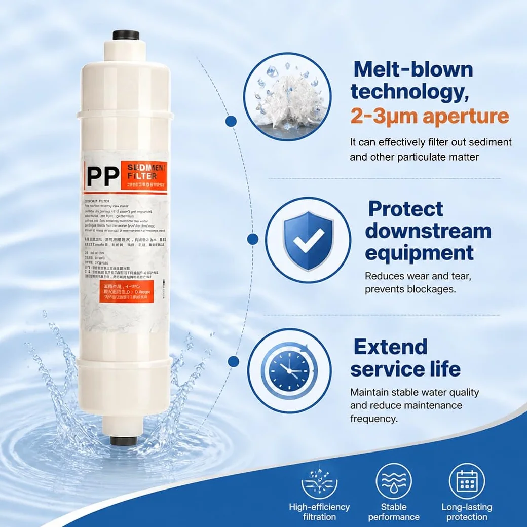 Paquete De 4 Cartuchos Prefiltro De Sedimentos De Algodón PP 10",con Conectores Rápidos 1/4" Para Sistemas Ósmosis Inversa, Agua De Pozo Y Filtración Bajo El Fregadero