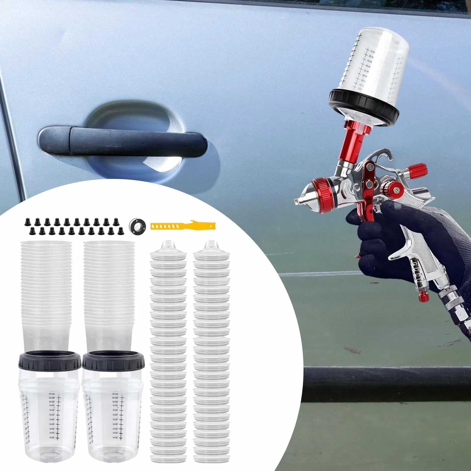 Vasos Mezcladores de Pintura Automotriz Medidores de Pintura de 6 Onzas 165 | Utensilios Multiusos Compactos para Manualidades Reparaciones Modificación de Muebles y Modelos