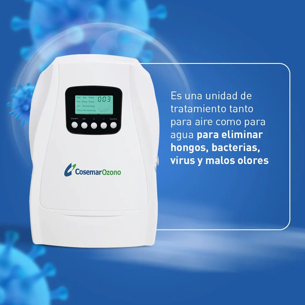 Ozono Hogar - Generador de Ozono Digital Cosemar. 2 en 1 - Desinfección y desodorización de aire y agua - Producción 500 mg/h