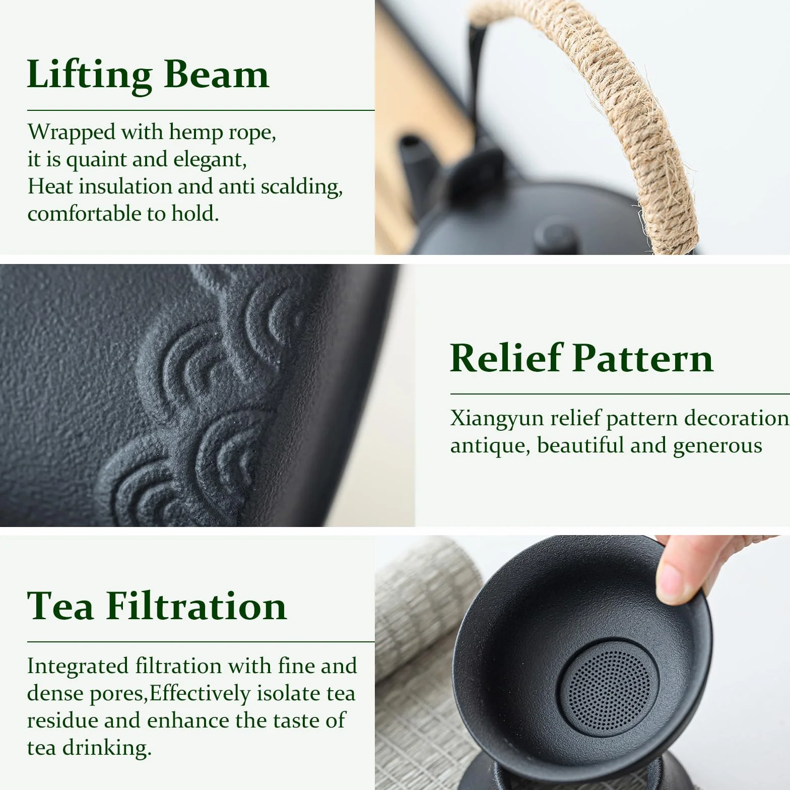 Juego de Té Chino Gongfu Tradicional, Juegos de té japoneses, Juego de Té Negro Portátil para Adultos, 14 Juegos portátiles de teteras de cerámica Negra