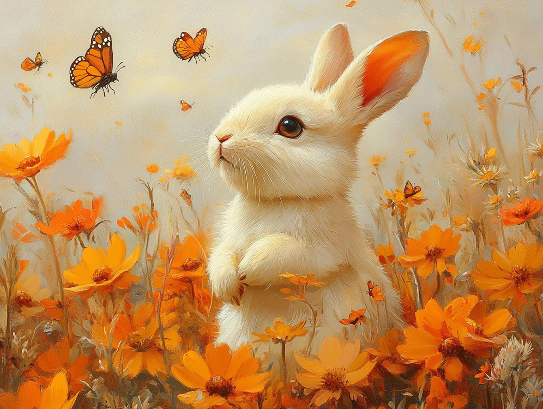 Pintar por Numeros conejo Pinturas Acrilicas flor Pintura por Numeros Adultos DIY Lienzos para Pintar, Pintura Acrilica Manualidades, Decoración para Hogar, Regalos Cumpleaños 90x120cm Sin Marco q-870
