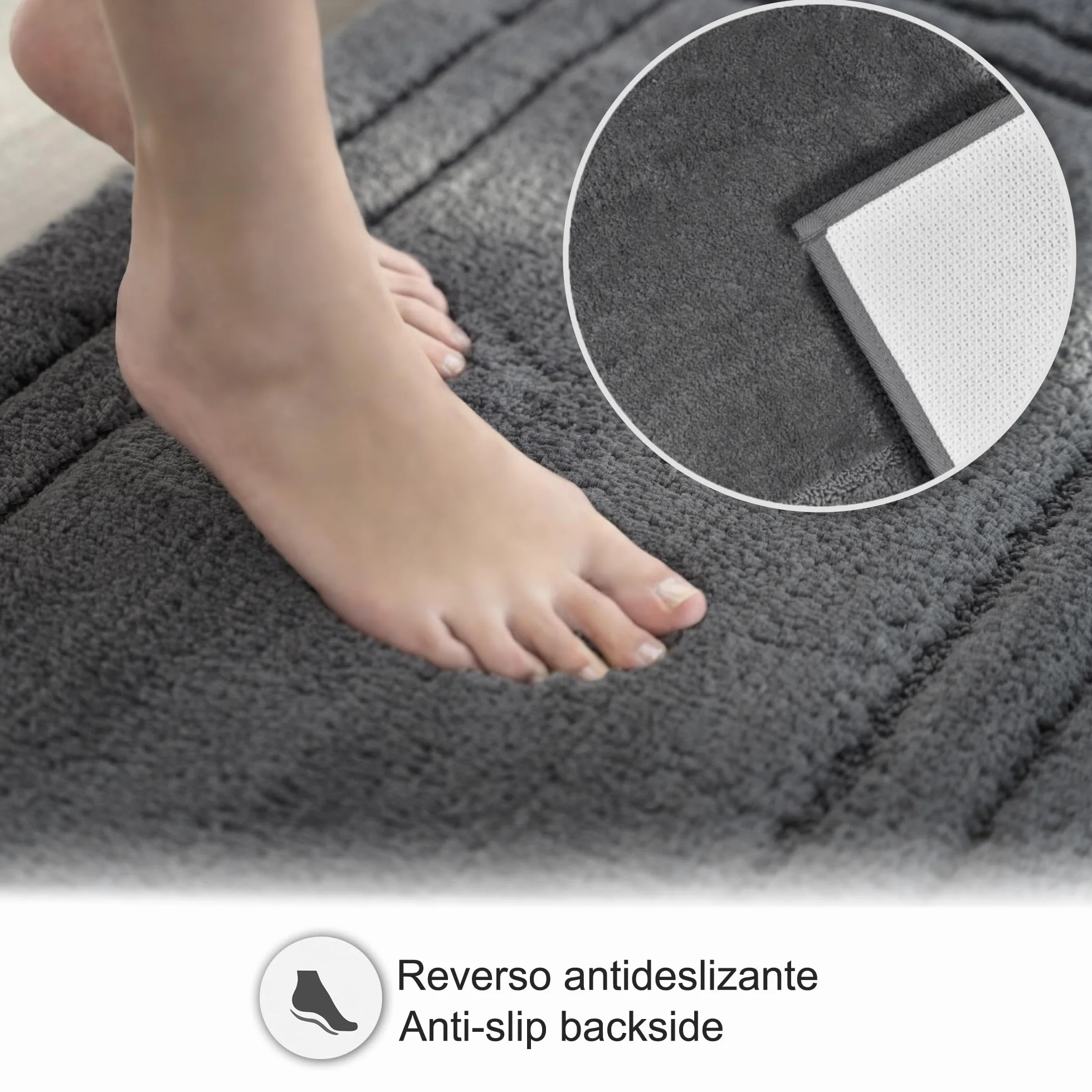 Alfombra de Baño Antideslizante Decomira 50x150 cm Antracita Lavable a Máquina