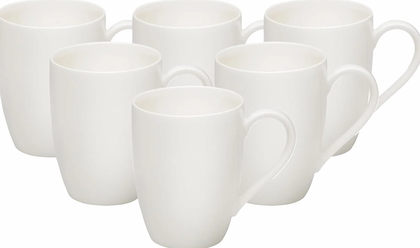 vivo by Villeroy & Boch Group Basic White Taza de café, Set de 6 piezas, 300 ml, Porcelana Premium, Blanco