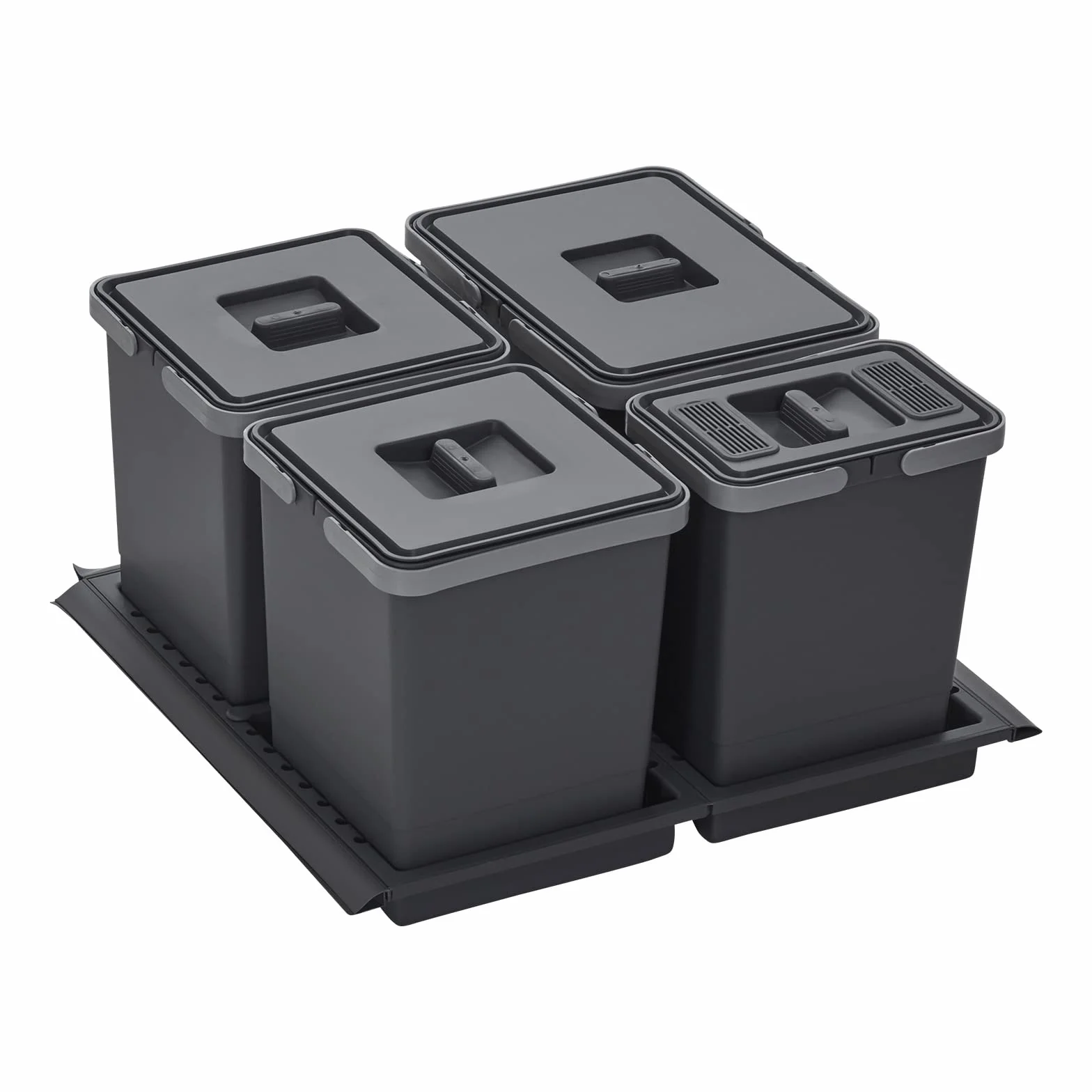 SOTECH Cubo de basura Draw 15+10+10+6L Sistema de Separación de Residuos con Tapa Sistema de Residuos para Ancho 60 cm