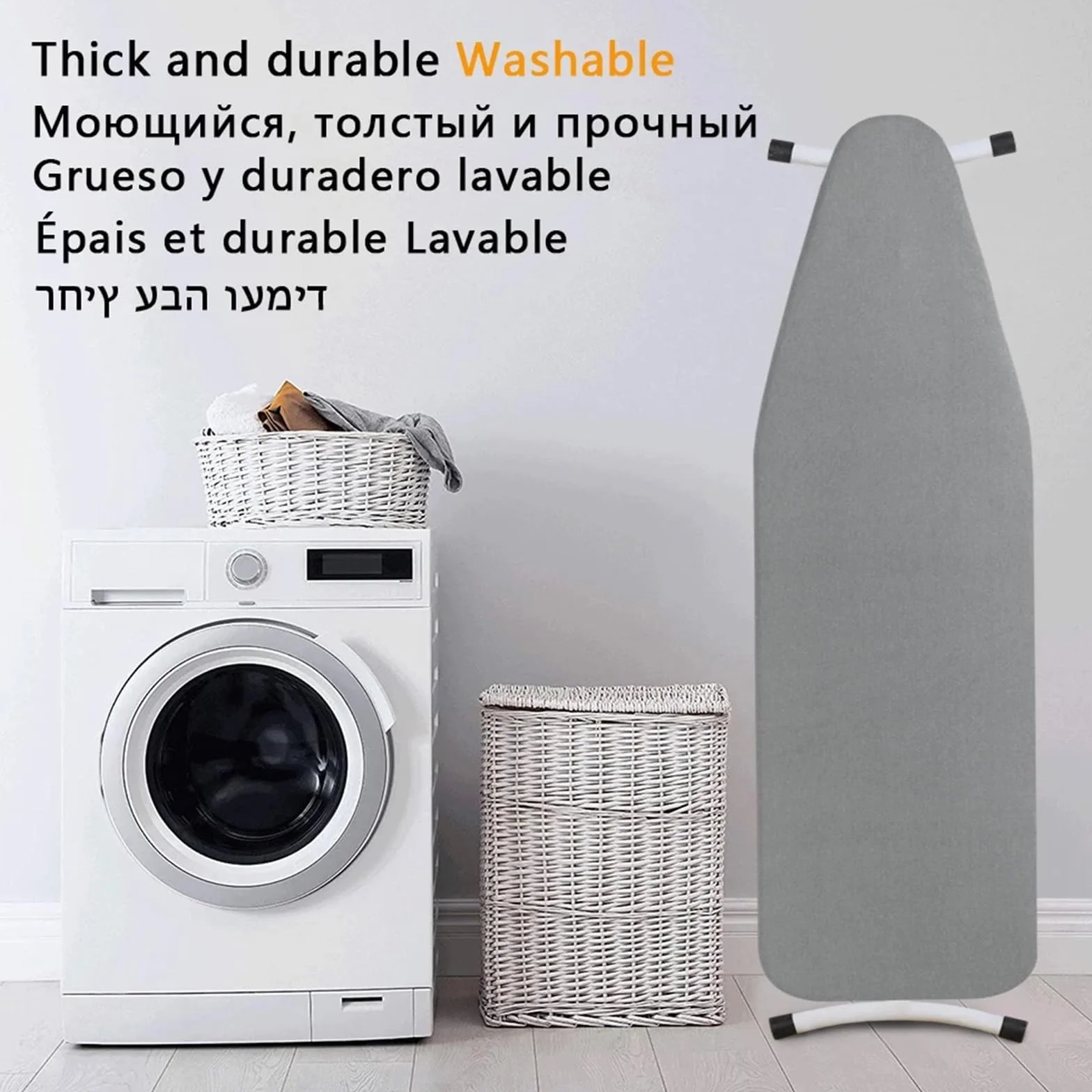 Funda para tabla de planchar resistente al calor de algodón reflectante acolchado 140 x 50 cm (negro) para tablas de planchar, fácil de limpiar, diseño antideslizante