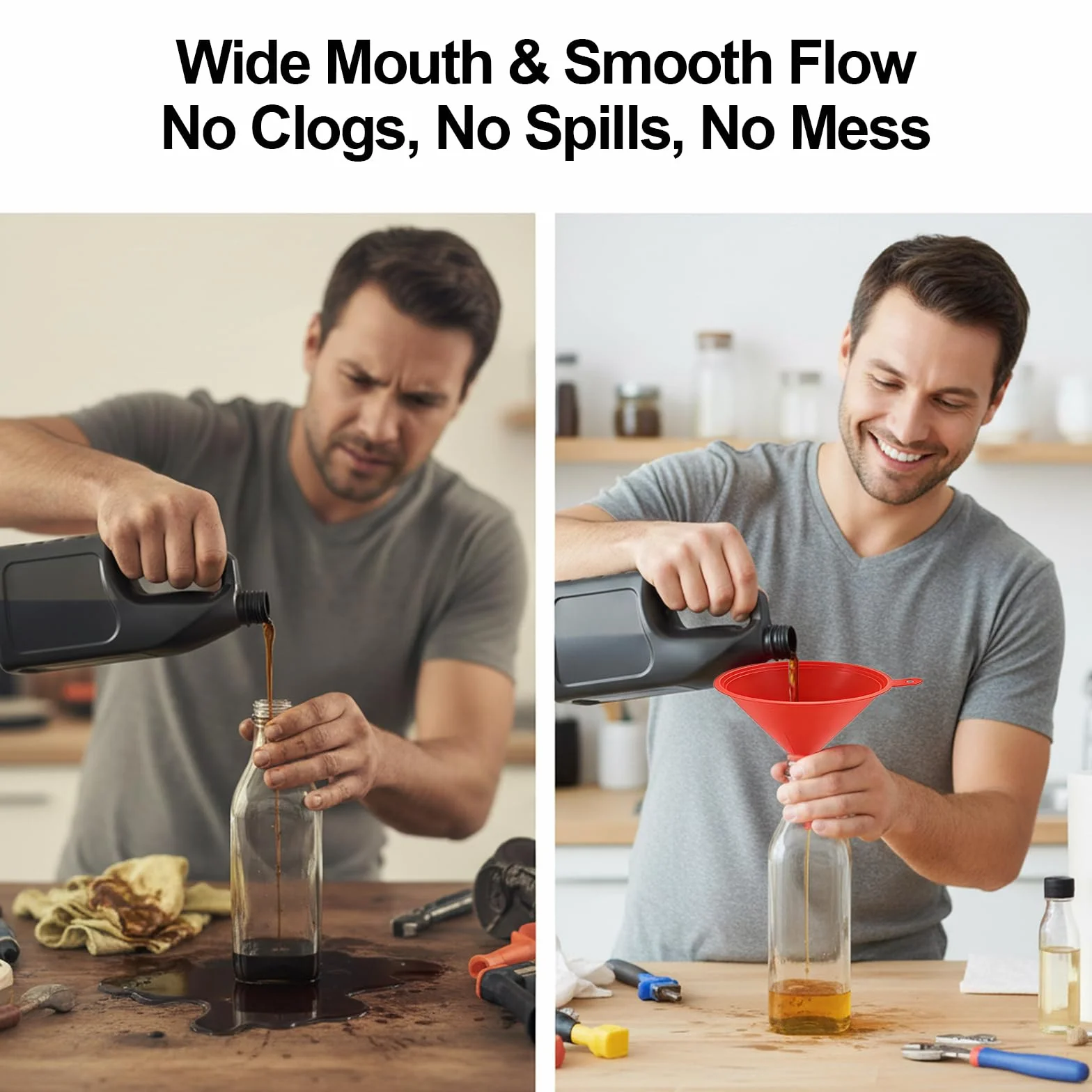 Embudos para Rellenar Botellas BPA-Free, Pequeño para Líquidos, Salsas, Diversos Tamaños para Cocina y Cambio de Aceite
