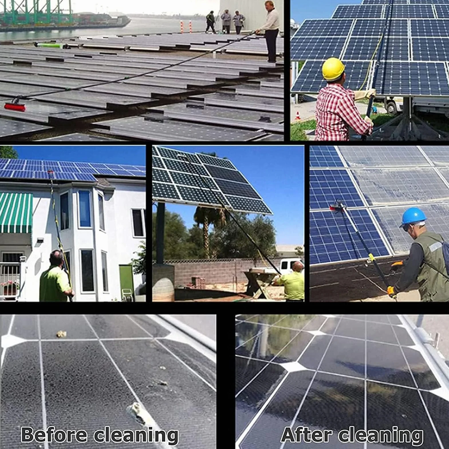Kit de Limpieza de Ventanas: pértiga con Suministro de Agua y Cabezal de Cepillo para Limpiar techos, Paneles solares y Ventanas Altas. Alcance Extensible para un fácil a