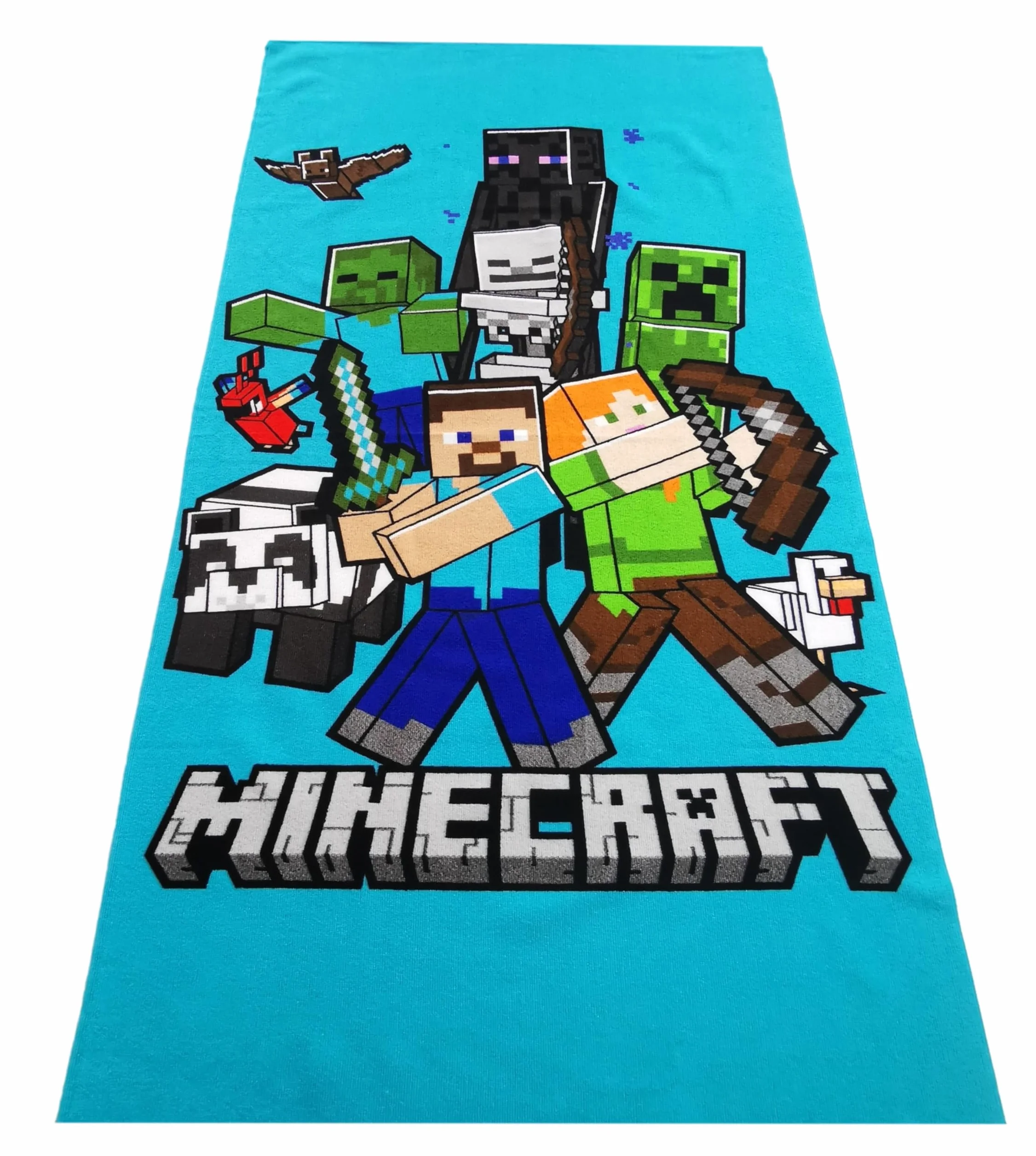 Toalla de baño infantil Minecraft Steve Alex 70 x 140 cm poliéster