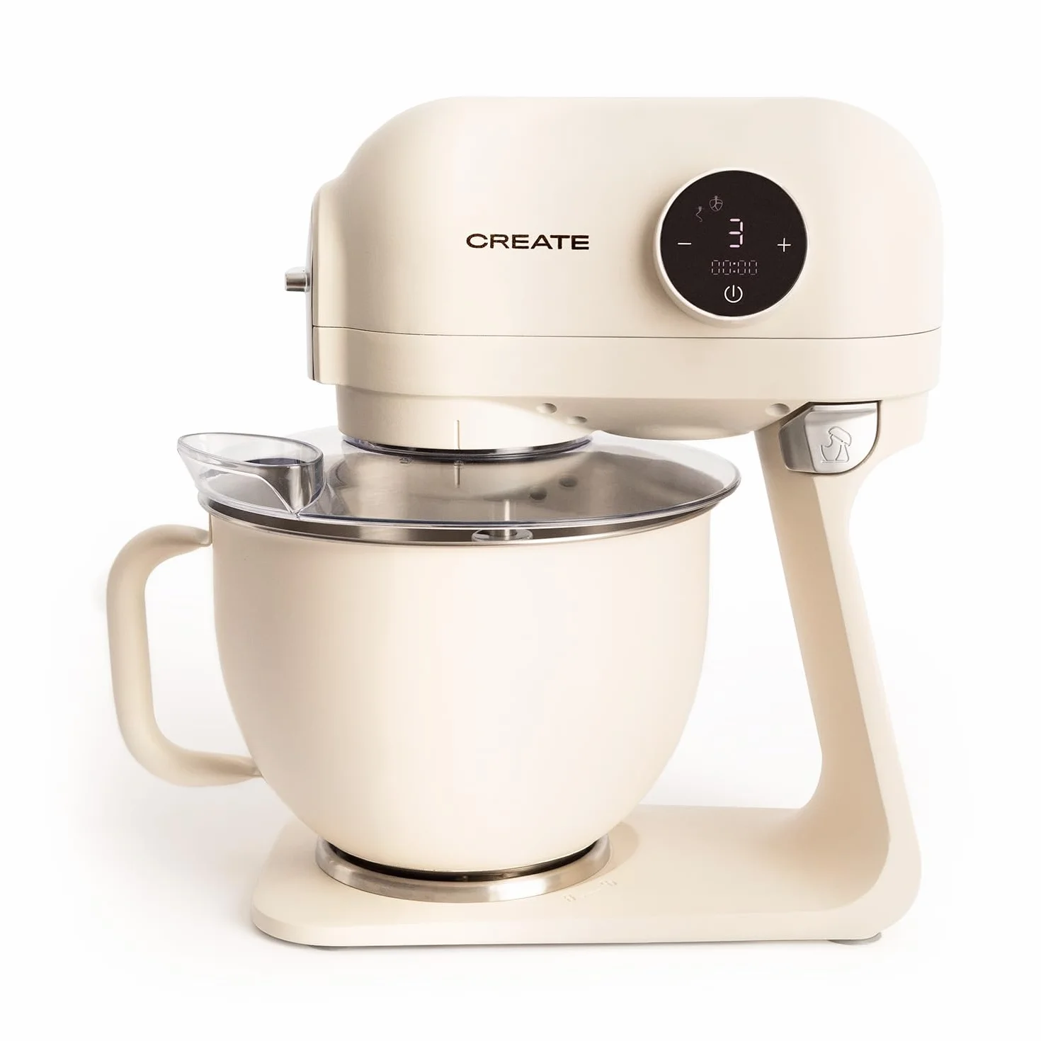 CREATE/DOWNMIX RETRO/Amasadora de rotación planetaria Blanco roto/Bowl 5L, cabezal inclinable, accesorios intercambiables, 6 velocidades, pantalla digital, 1200W