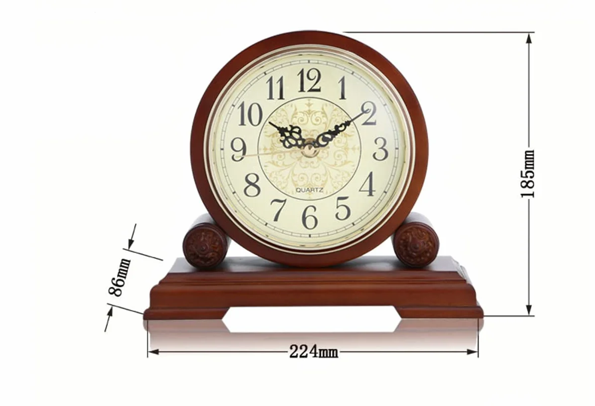 Reloj, Reloj de Mesa de Madera Maciza Hecho a Mano, Reloj de Escritorio, Sala de Estar, Oficina, Estudio, Movimiento silencioso de escaneo con Esfera y números de Bronce,