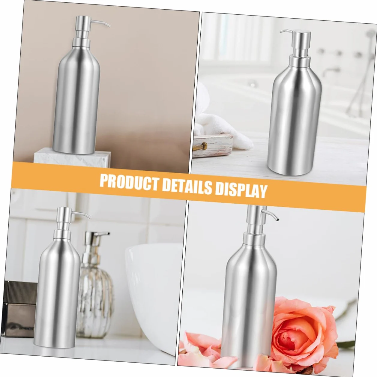 Cabilock Dispensador de Jabón Recargable Diseño Recto y Hombro Curvo de Acero Inoxidable 700ml 2piezas Fácil de Presionar para Baño y Hotel