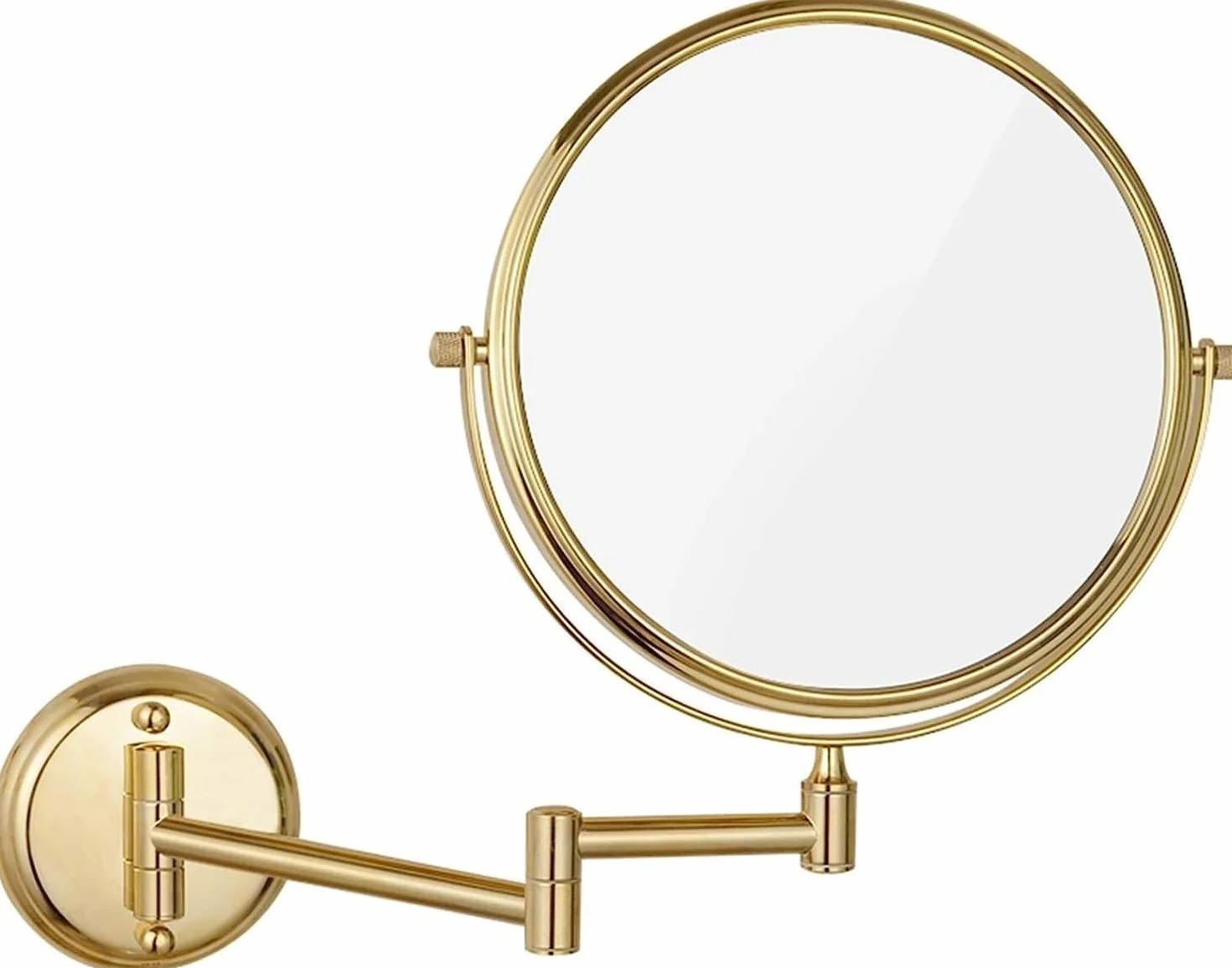 Espejo de Maquillaje montado en la Pared, Espejo de Aumento de 8 Pulgadas, Espejo de tocador cosmético Giratorio de 360 ​​° Plegable for baño (Color : Gold, Size : 7X)