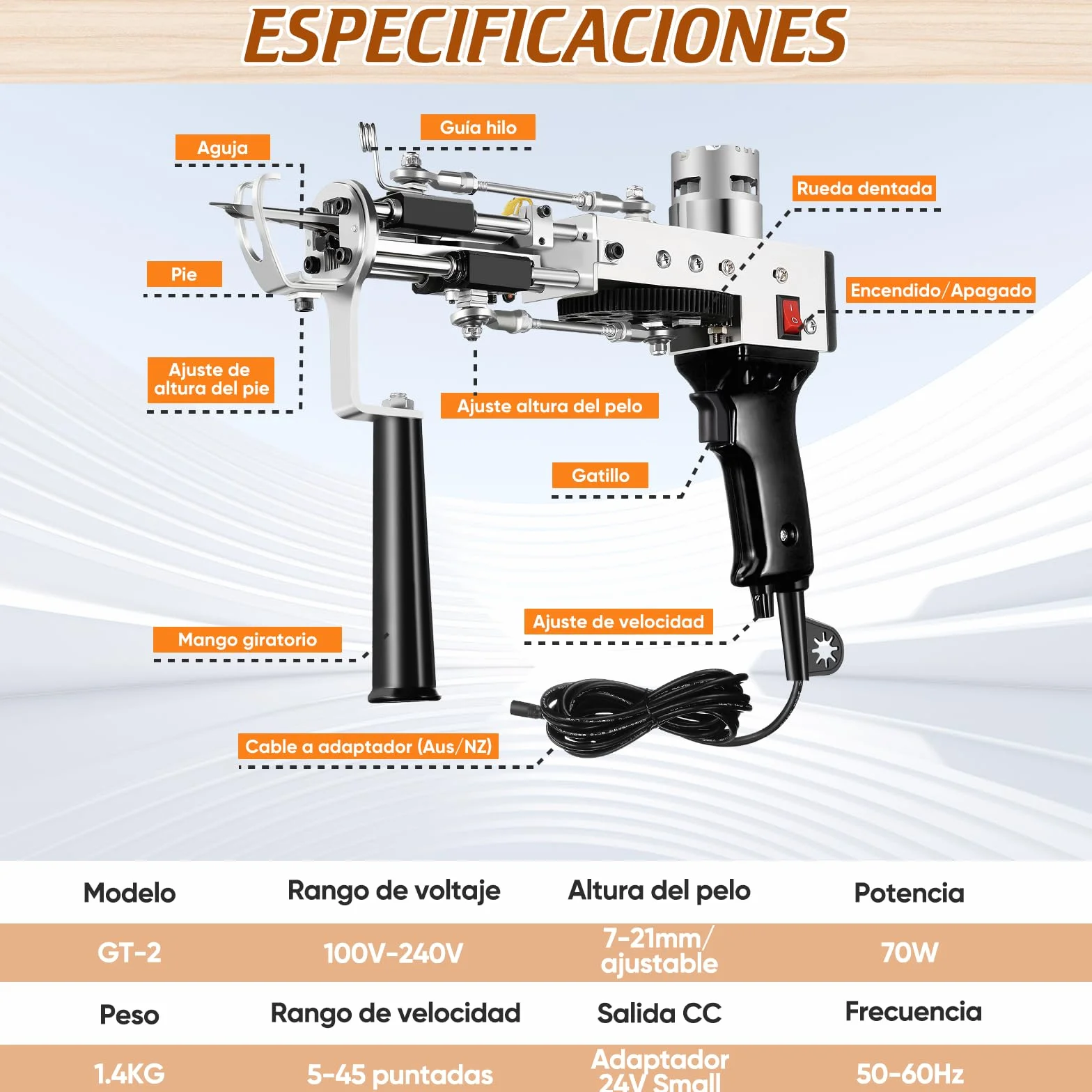 BESGEER 2024 Kit de Inicio de Pistola para Tejer Alfombras con Marco y Cortacarpetas, Kit de Tejer Alfombras de Pileta de Corte y Anillo 2 en 1, Kit Completo de Pistola para Teje(Negro)