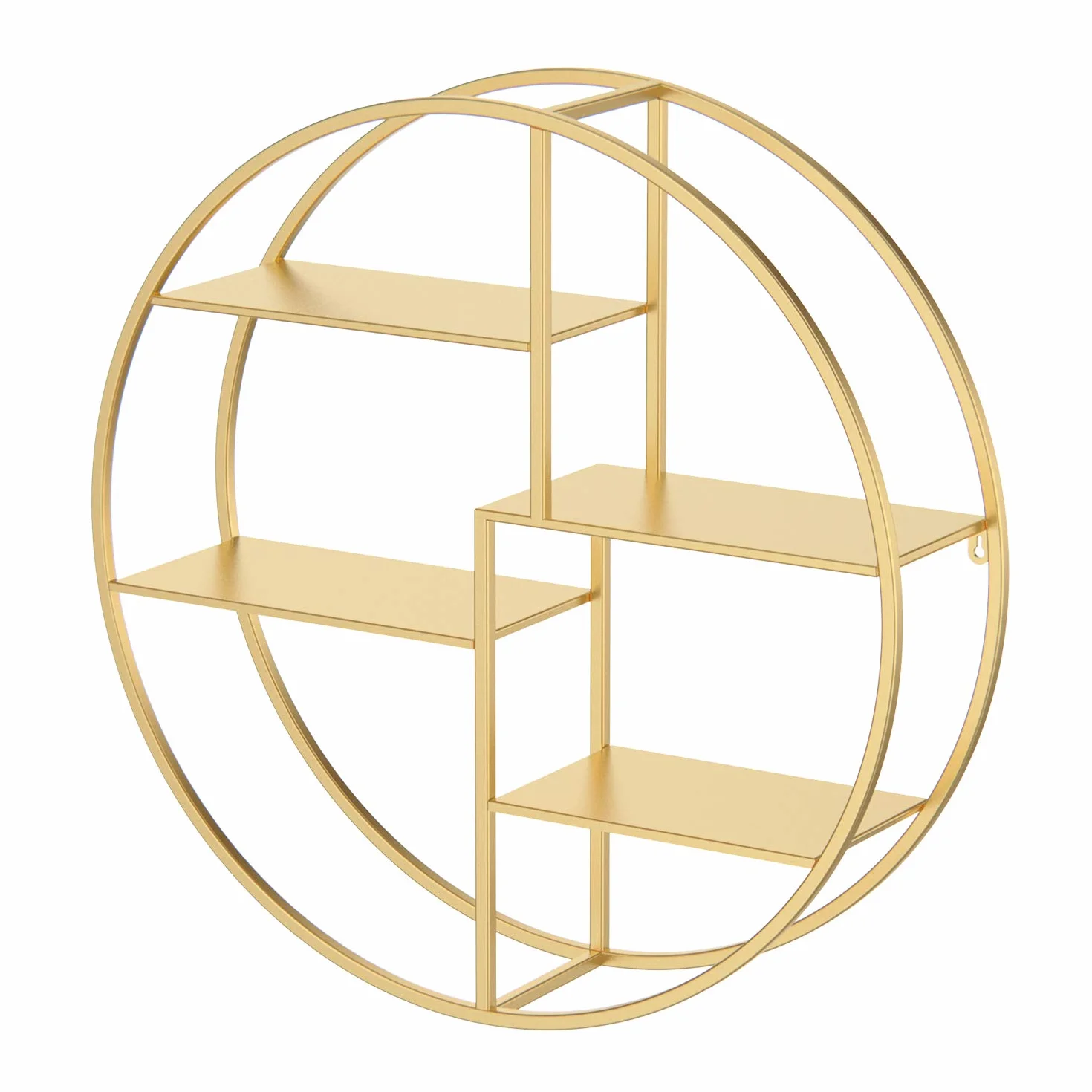Yumyolk Estante de Pared Dorado, 60cm Redondo Metal Oro, Decoración Colgante, para Cocina Baño Sala de Estar, Estilo Industrial Vintage