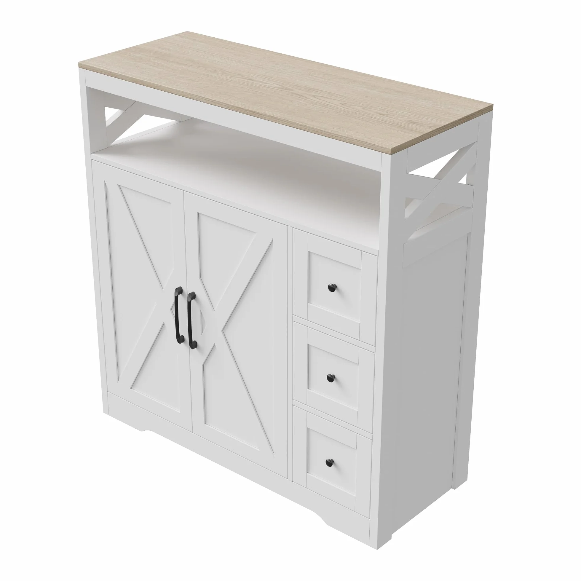 Aparador de cocina, mueble de almacenamiento con 4 puertas y estante ajustable, aparador moderno para comedor, armario de cocina para salón y comedor (100 x 40 x 105 cm)