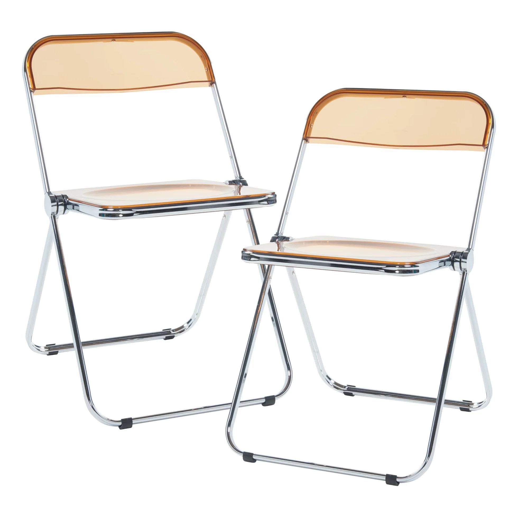 Juego de 2 Sillas Plegables Pornainen Transparentes Eventos Hogar Máx. 120 kg 74 x 46 x 47 cm Acero Plástico - Naranja