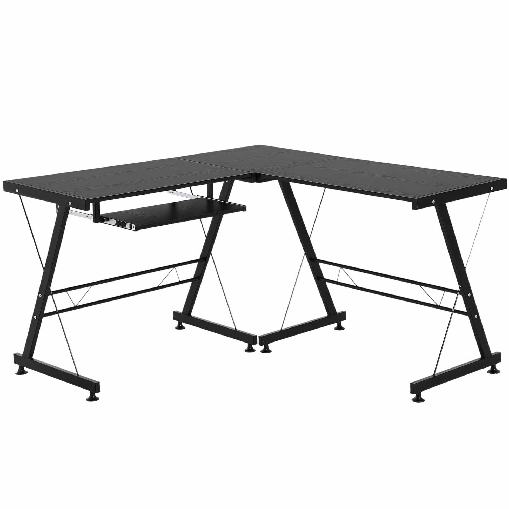 HOMCOM Mesa de Ordenador PC Escritorio para Oficina Hogar 2 Tipos Mesa Esquinera Forma L 130x130x73,5 cm Escritorio Recta Marco Acero