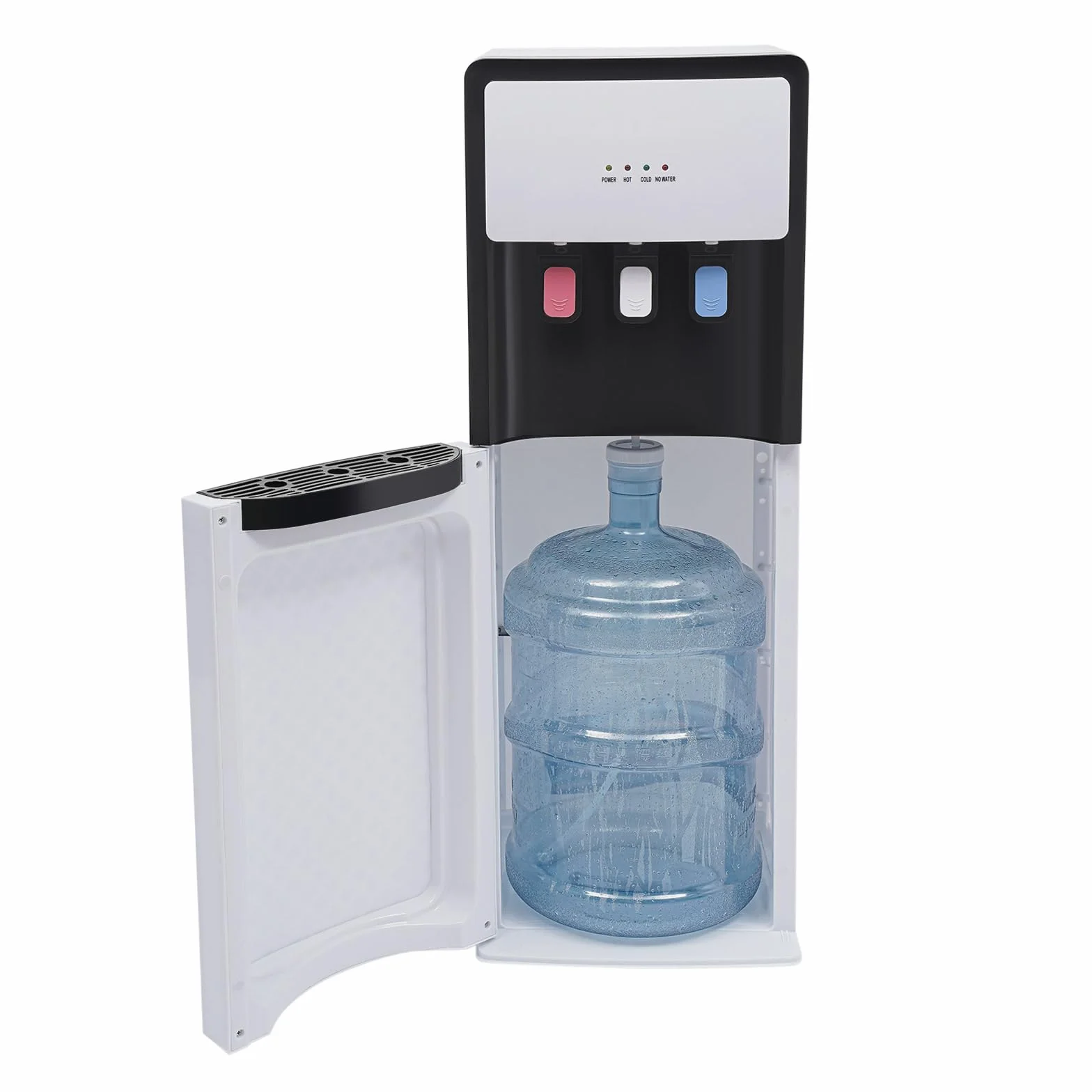 Dispensador de agua recargable de suelo, blanco, 500 W de agua caliente y agua fría de 90 W, protección contra sobrecalentamiento, práctico para uso doméstico y de oficina