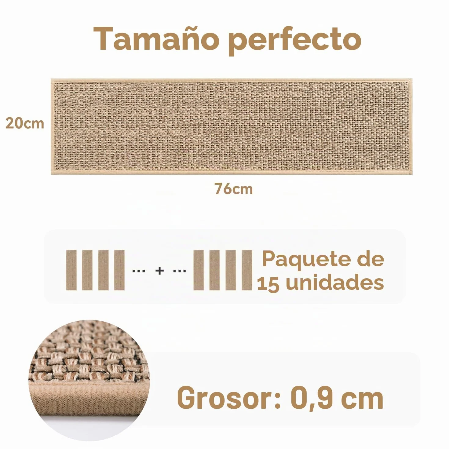 SIXHOME Alfombra Antideslizante de 20 x 76 cm (15 Unidades) Alfombras de Escalera con Goma Antideslizante Mascotas y Ancianos