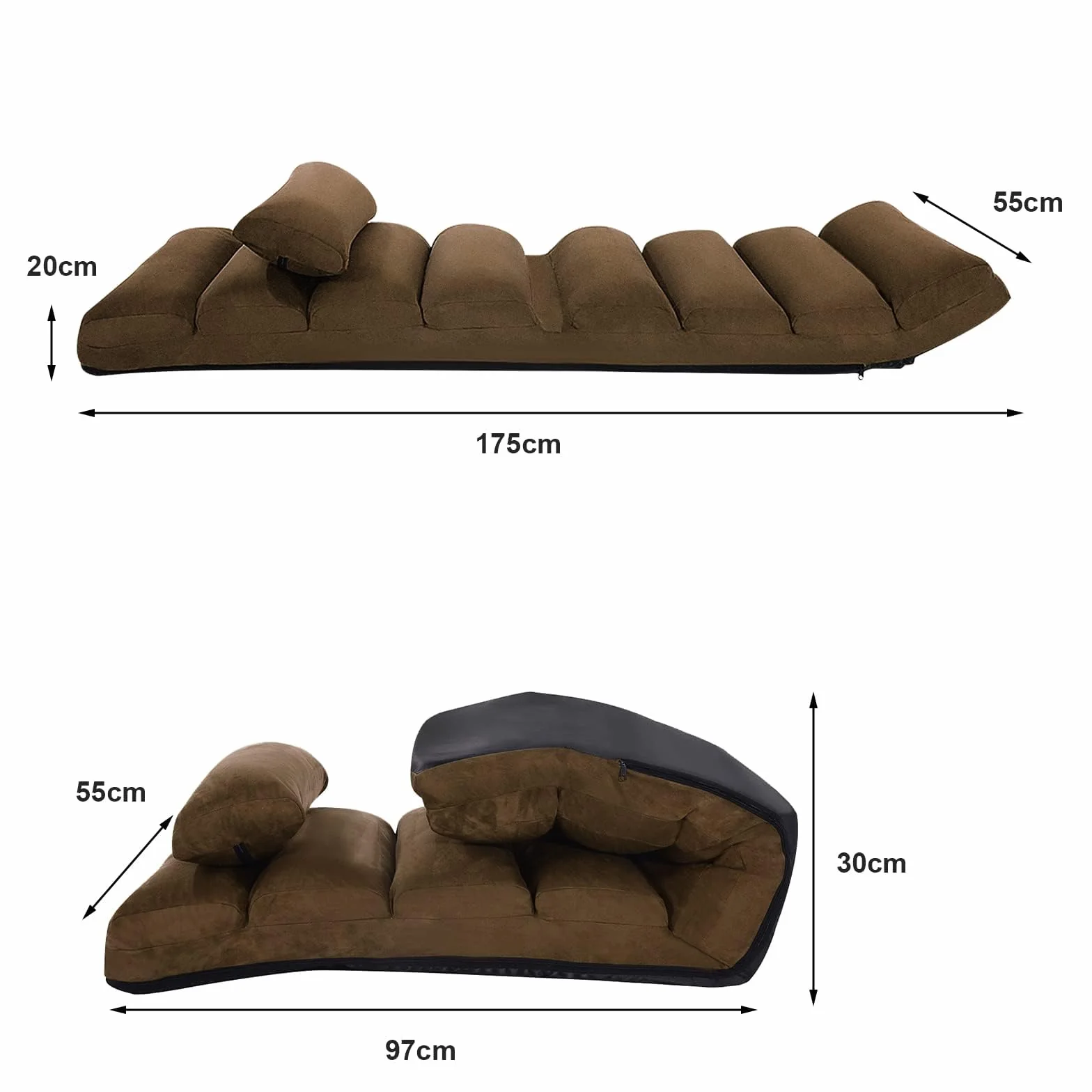 FANTASK Tumbona de Relax Plegable, Silla de Suelo con Respaldo Ajustable, Tumbona de Suelo con función de sueño, sofá de Suelo, sillón de Suelo, Color marrón