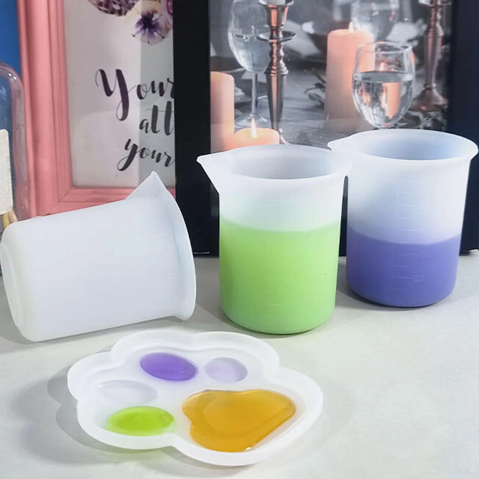 Tazas de Silicona para Resina 30ml/100ml/250ml - Taza Medidora con Escala Precisa para Bricolaje