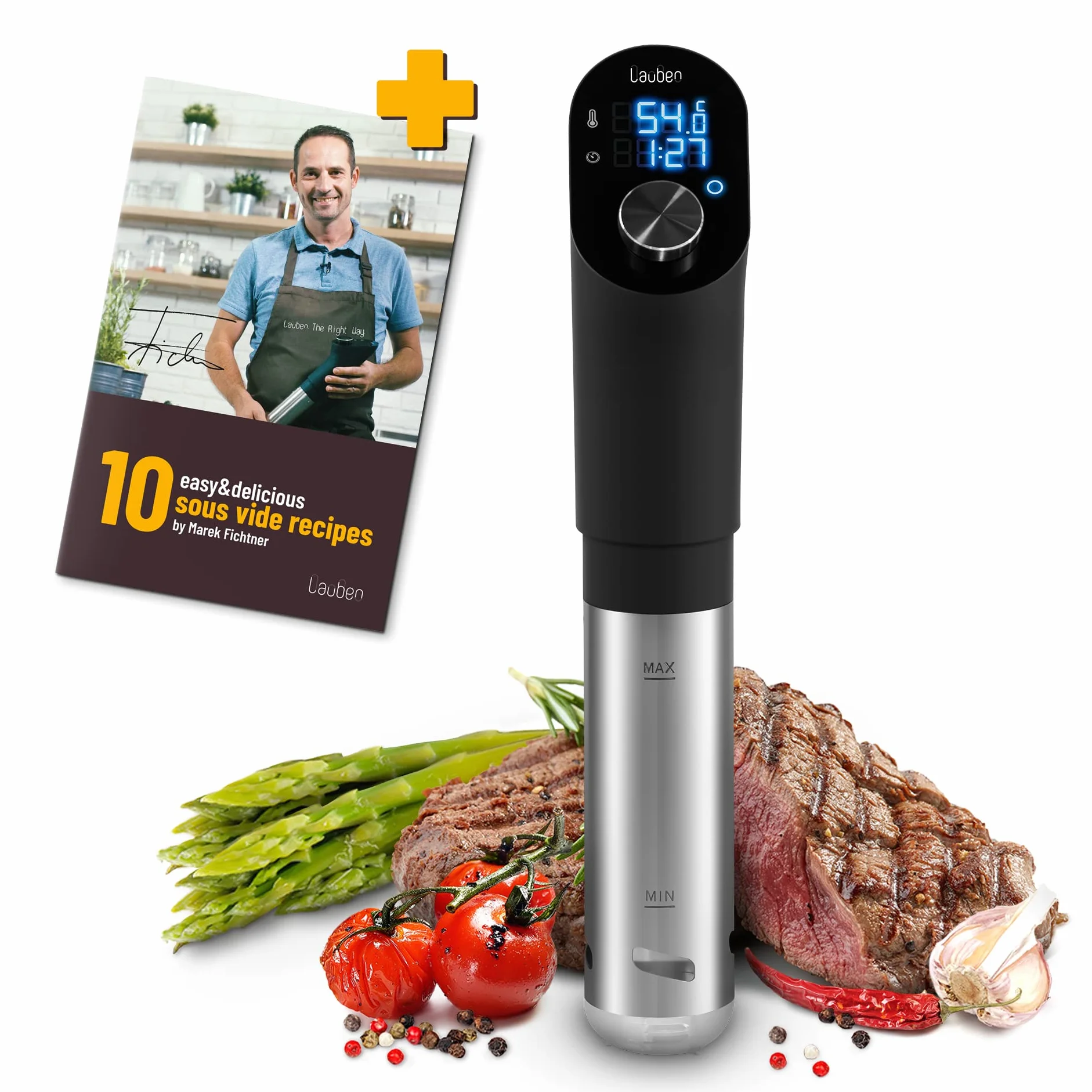 Lauben al vacío Stick SV01 - Olla de precisión - Termostato sumergible profesional 1200W para su hogar | Cocina al vacío