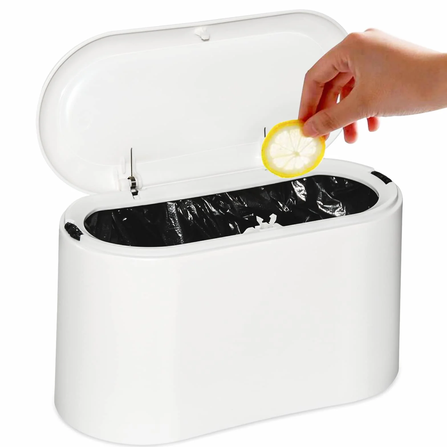 AOKITO Cubo de Basura con Tapa Plástico 1,5L Blanco