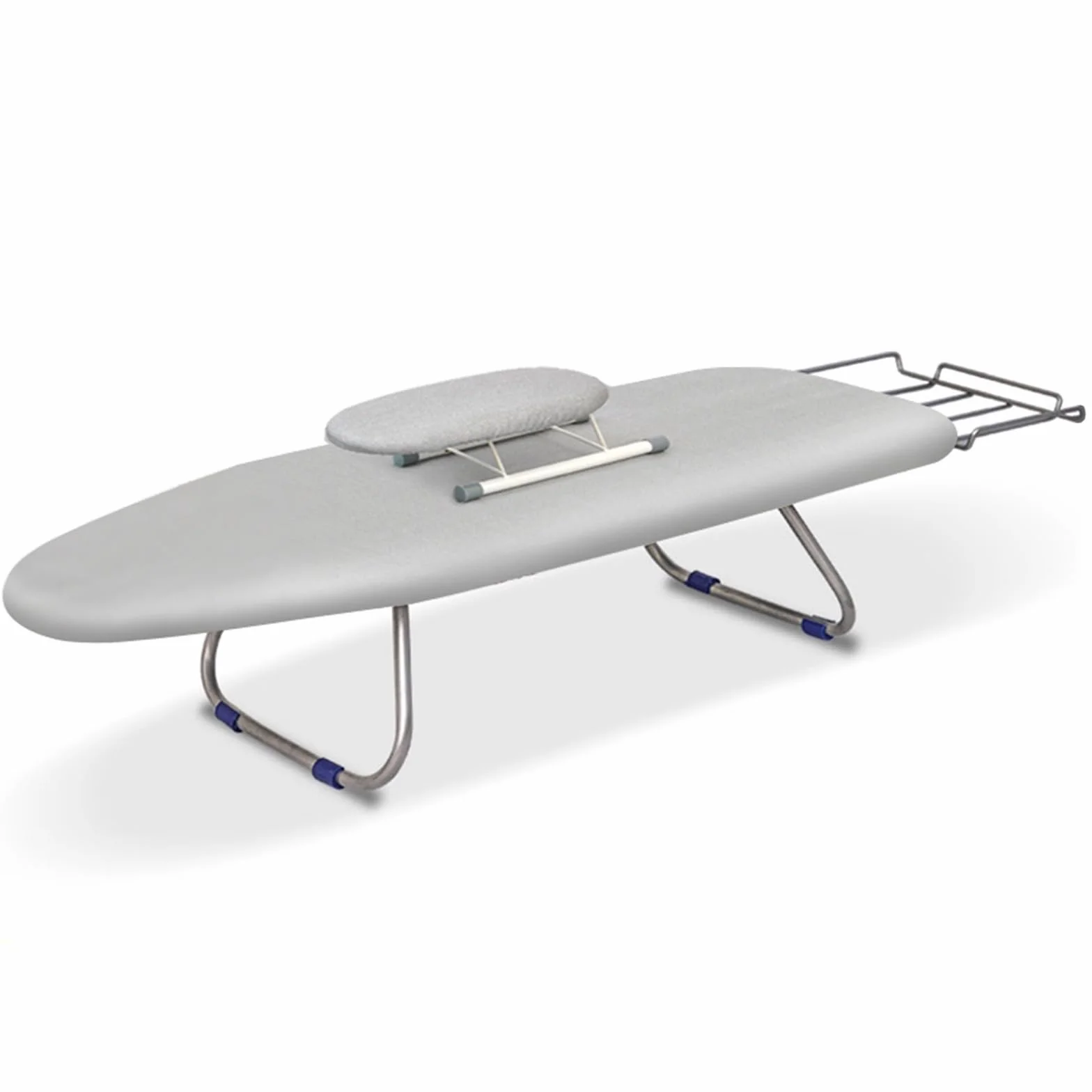 Tabla de Planchar Sobremesa con Soporte para Plancha y Soporte para Mangas, Mesa Planchar Plegable para Espacios Pequeños, 90x19x31 cm, Gris