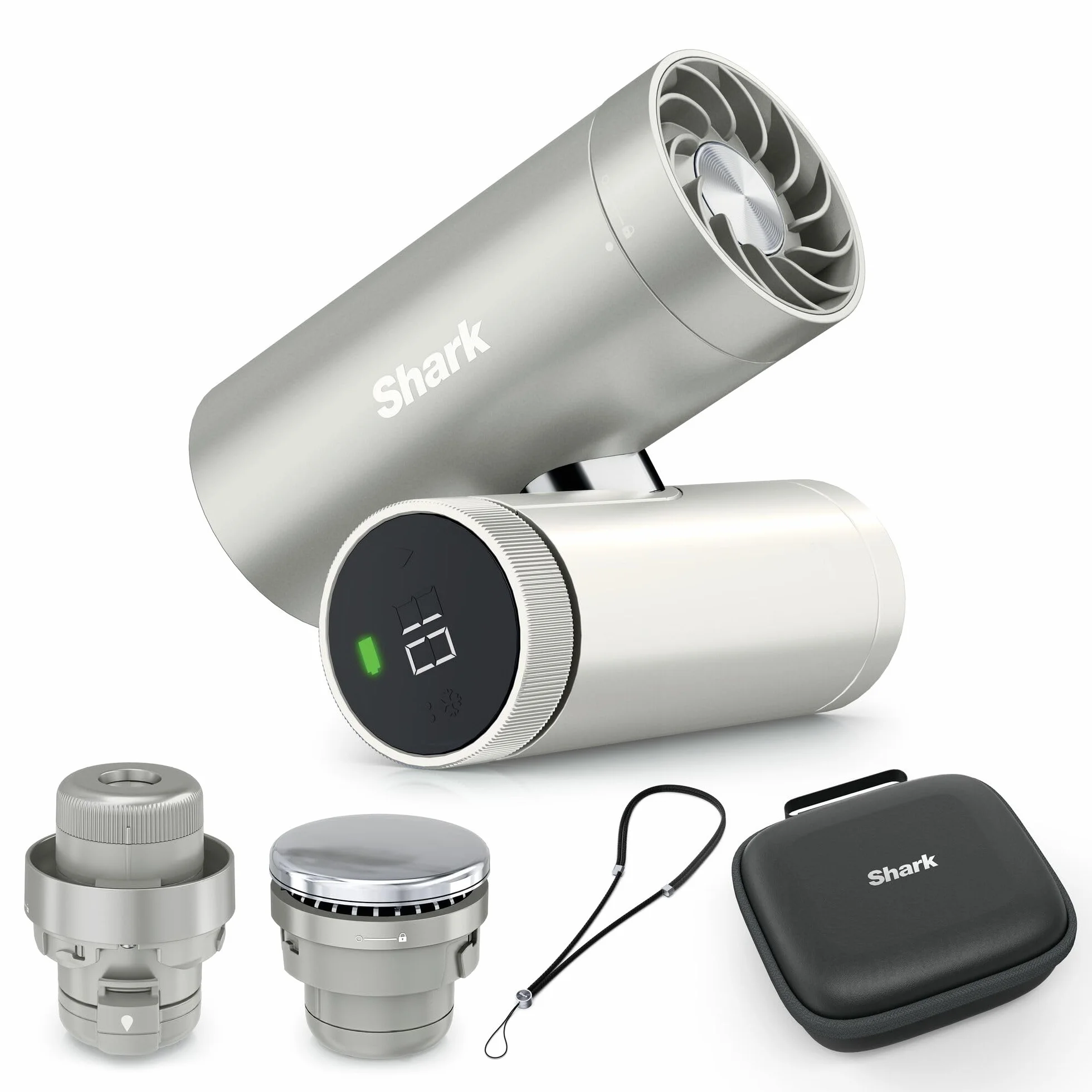 Shark ChillPill Ventilador de alta velocidad de uso personal 3 en 1, sistema de niebla ultrafina e InstaChill, incluye 3 accesorios de refrigeración, diseño apto para viajar, Blanco nube FA021EU