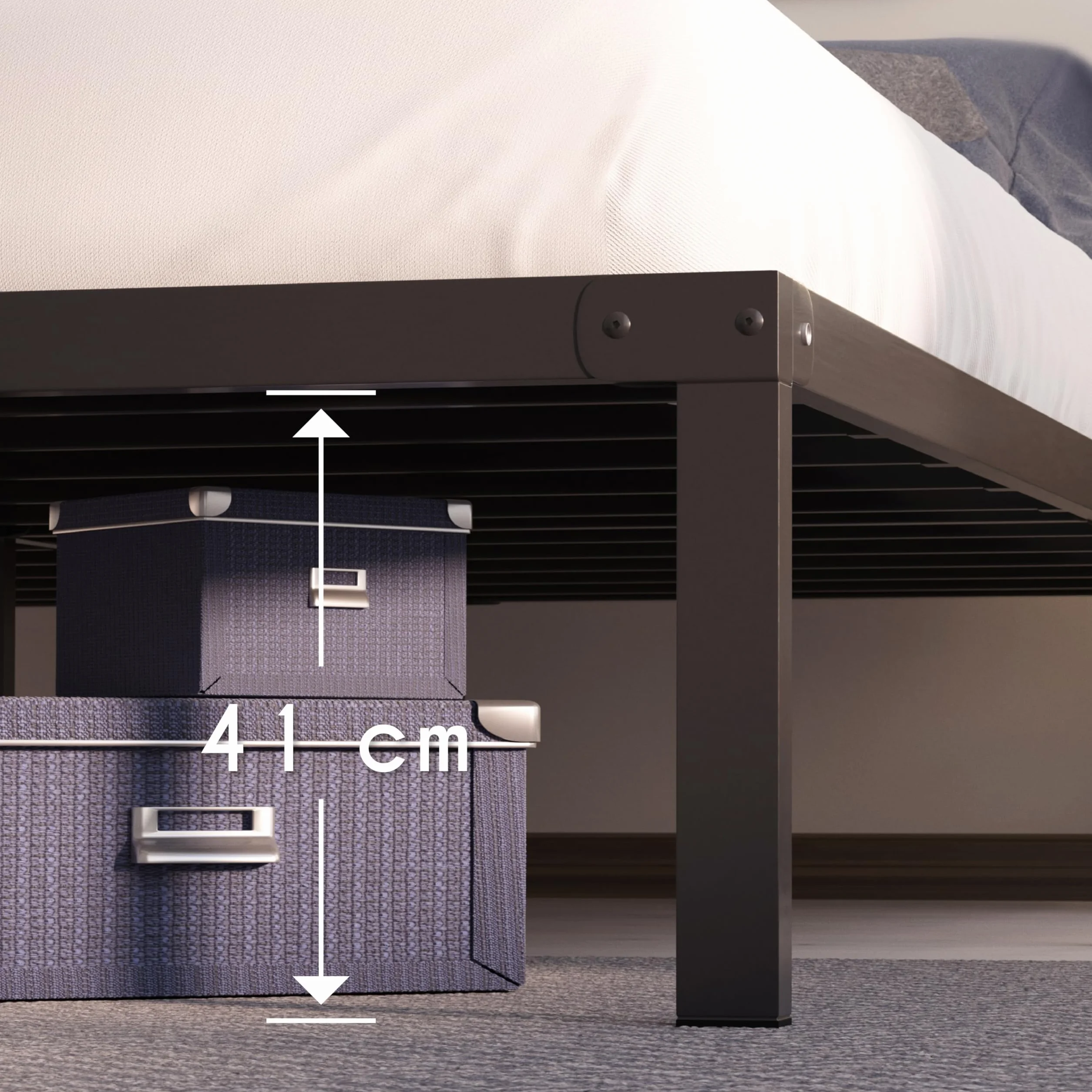 Dreamzie Cama de Metal 120x200 con Somier de Metal - Somier 120x200 con Patas - Altura de 45cm - Estructura Resistente, Montaje Sencillo, Gran Espacio de Almacenamiento