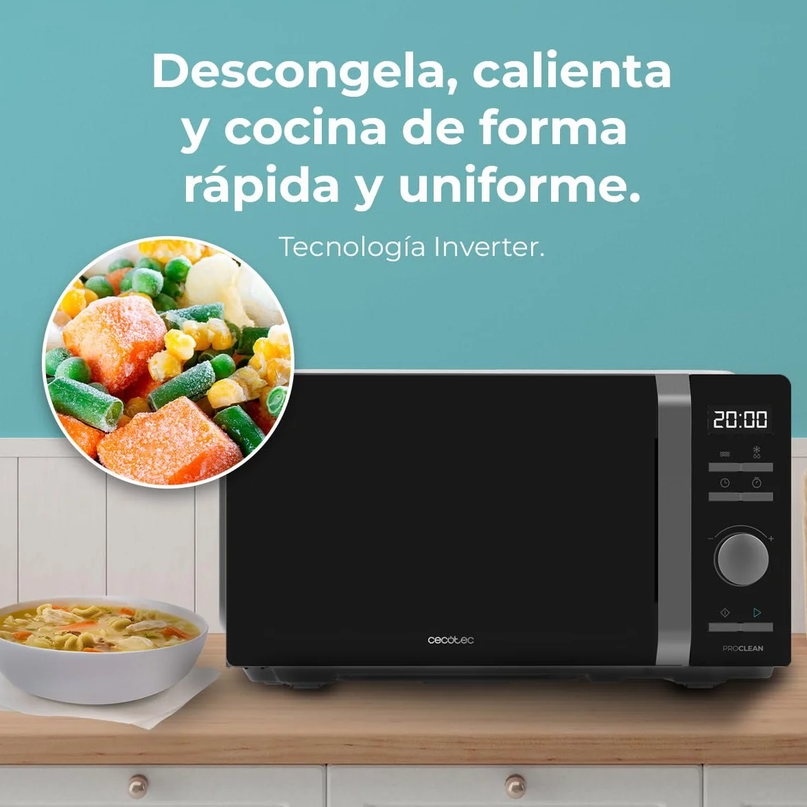 Cecotec Microondas Digital 20L 700W Inverter Proclean 5010