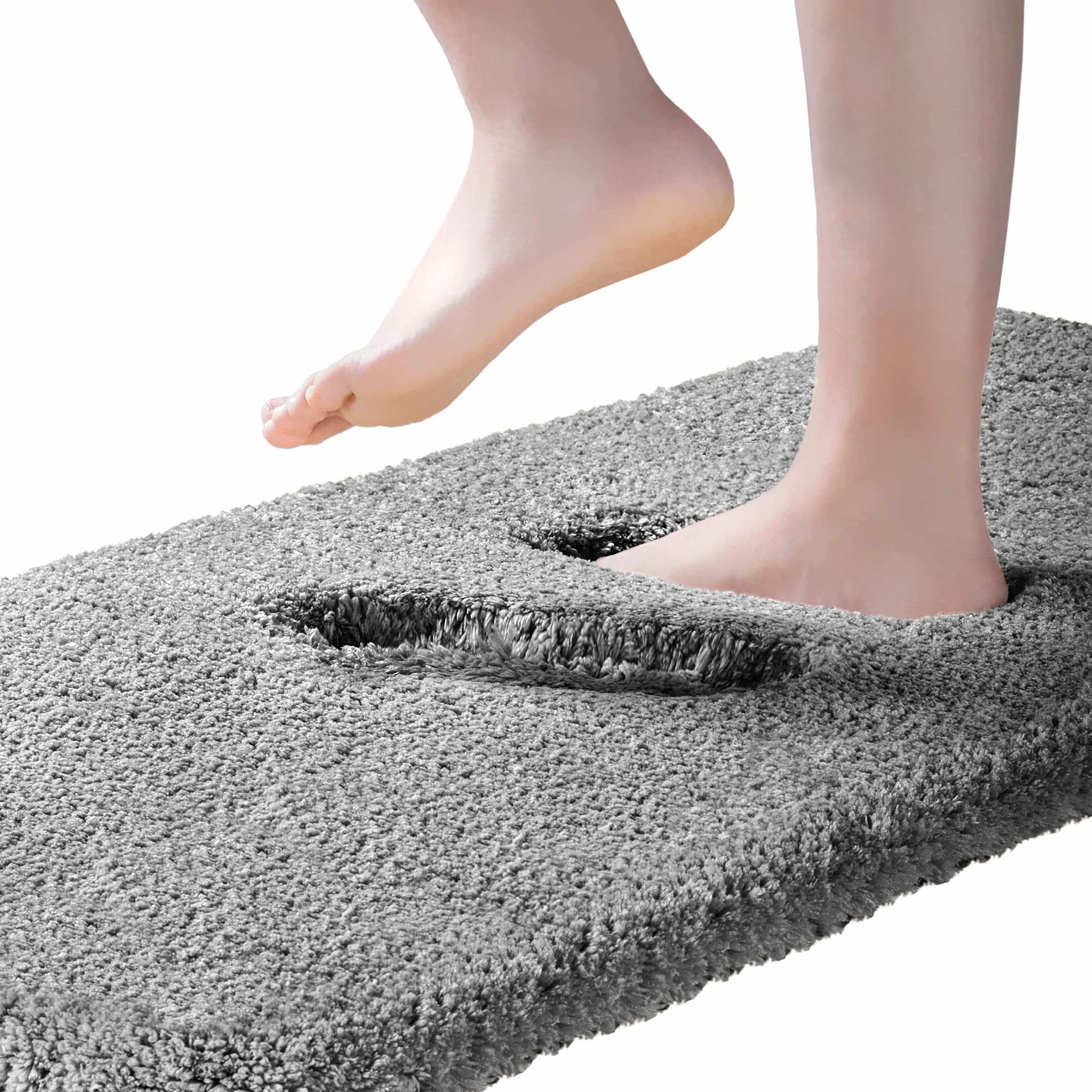 Alfombra de baño ultra gruesa y larga antideslizante, altamente absorbente, alfombra de baño para baño, alfombra de noche súper suave de microfibra, 50 x 178 cm, gris oscuro