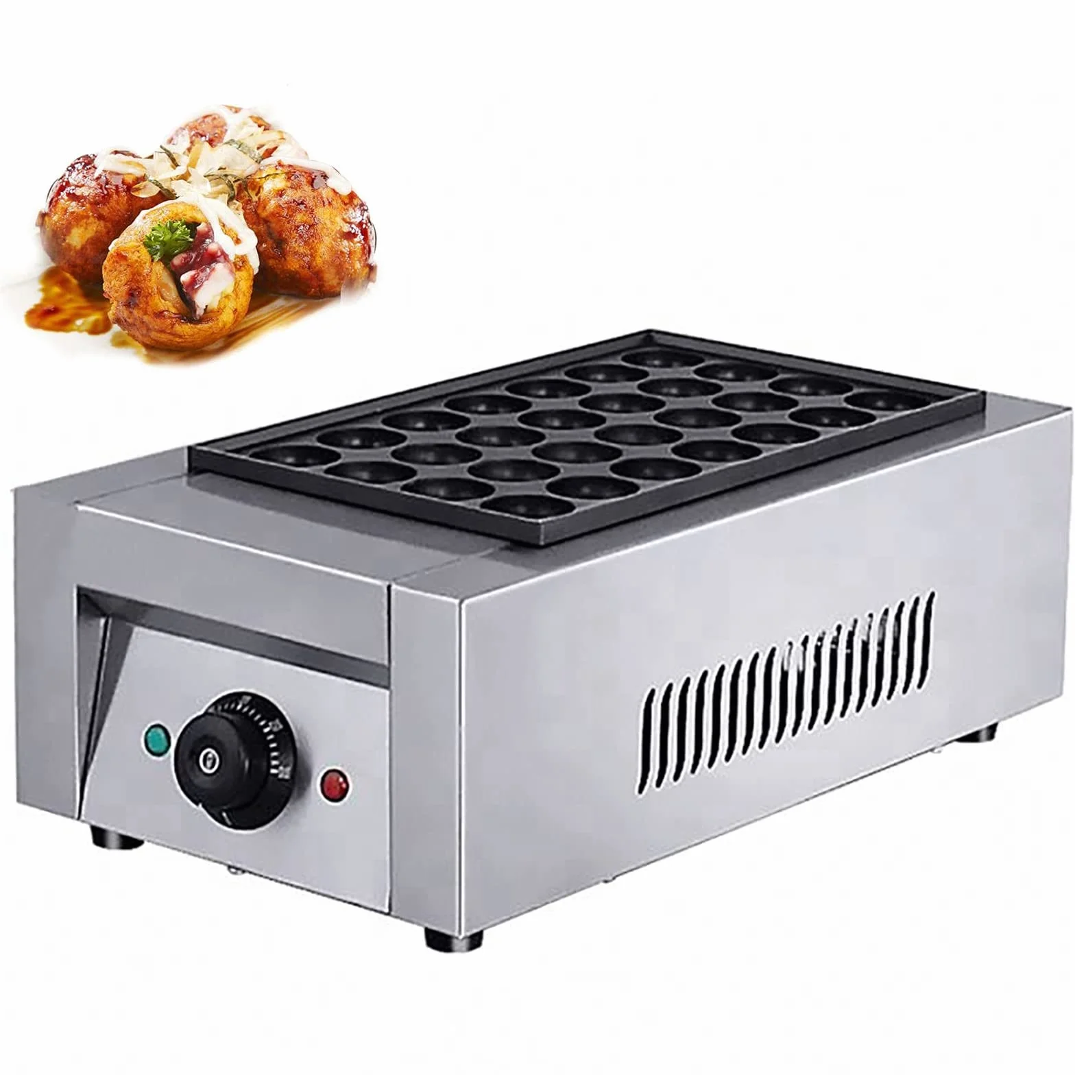 Takoyaki Maker, Electric Commercial 28 Pcs Japanese Octopus Fish Ball Griller Maker Antiadherente Grill Plate Cake Pancake Meatball Grilling Machine para huevos fritos Fried Steak Takoyaki Cake Pops G