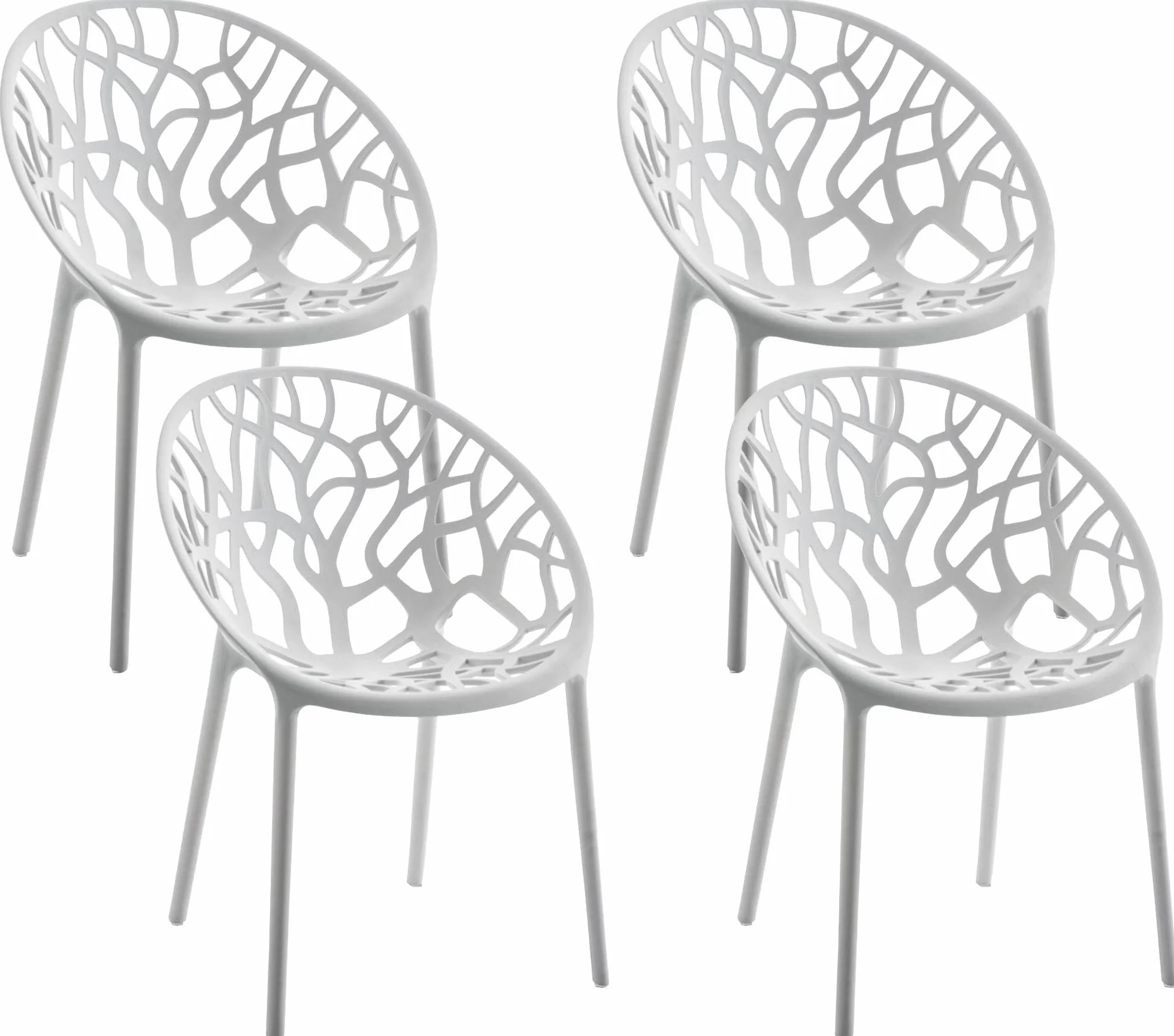 CLP Juego de 4 sillas de jardín, apilables y Resistentes a la Intemperie, Moderno con reposabrazos no Ajustables, Estructura de plástico Hope, Color:Gris Claro