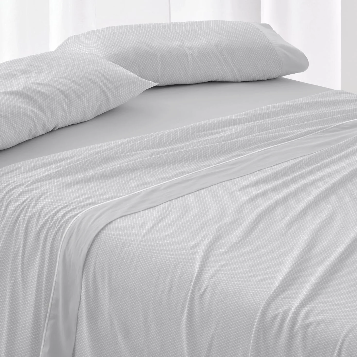 Burrito Blanco | Juego de sábanas Algodón | Cama de 150 a 160cm. (+Medidas Disponibles) | Diseño 633 | Color Gris (150-160x190/200cm.)