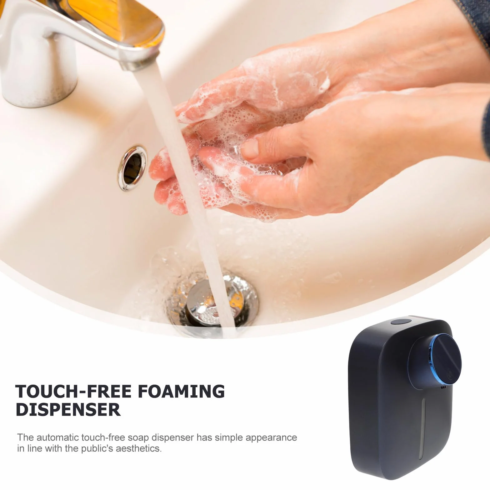 DOITOOL Dispensador de Jabón Espumoso Recargable sin Contacto de Pared Sensor Automático y Batería de 1500mah para Baños y Aseos de Abs